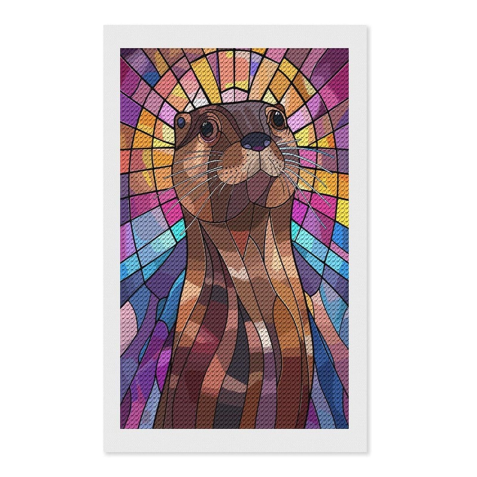 Junmoney Stained Glass Otter Portrait Full Drill Diamond Painting Kit 12"x20", for Teens, Calming Craft to Unwind, Home Wall Decor, Christmas Gift
