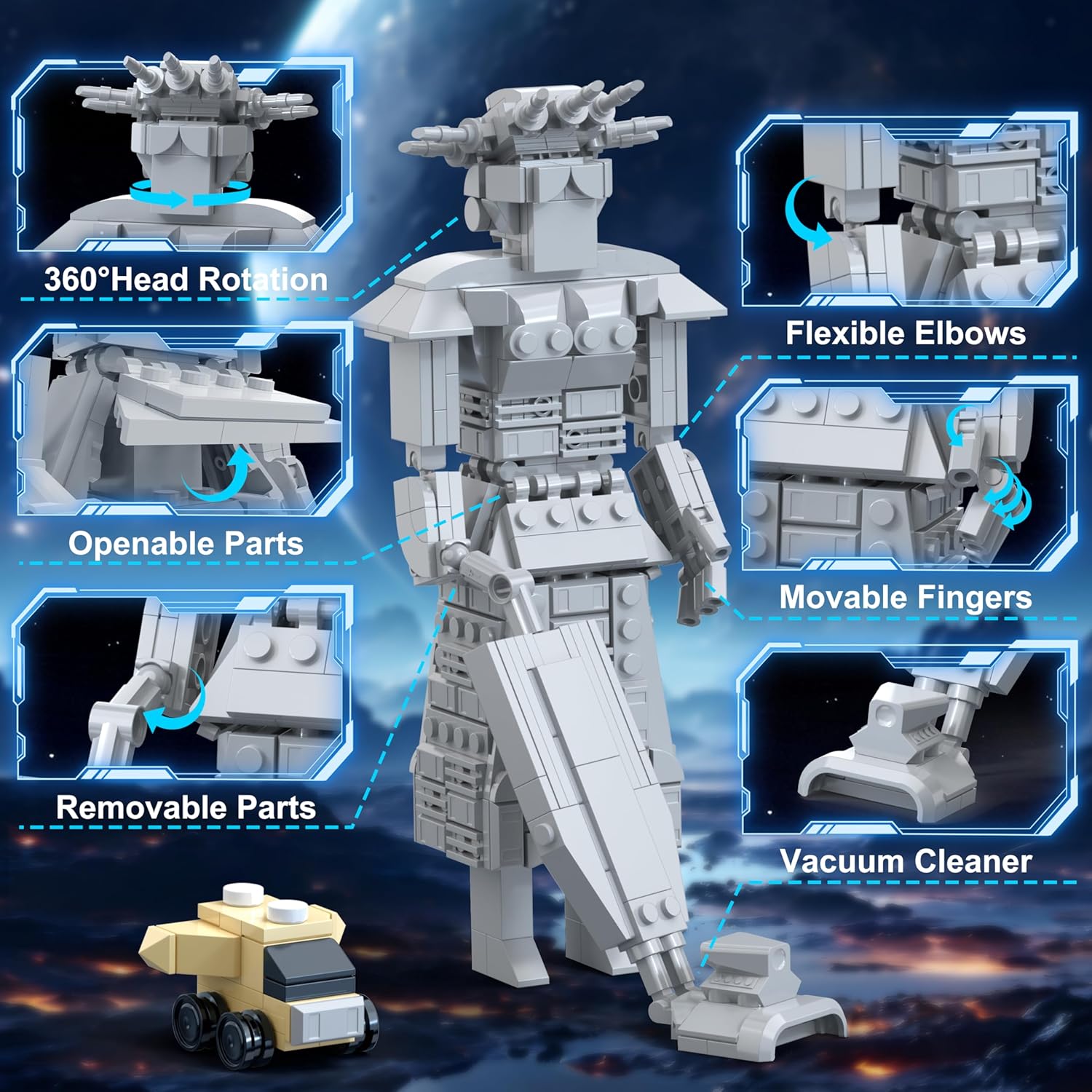 Mega Maid Spaceballs Eagle 5 Creative Building Kit for Adult,Kids,Desktop Building Set Toy Compatible with Lego,Christmas Bithday Gift(1068PCS)