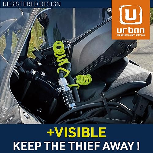 Miniatura 4 de Urban UR140 - Cerradura para casco de motocicleta, mosquetón con código de 4 dígitos más seguro, adaptador de hebilla en T, cable de seguridad de