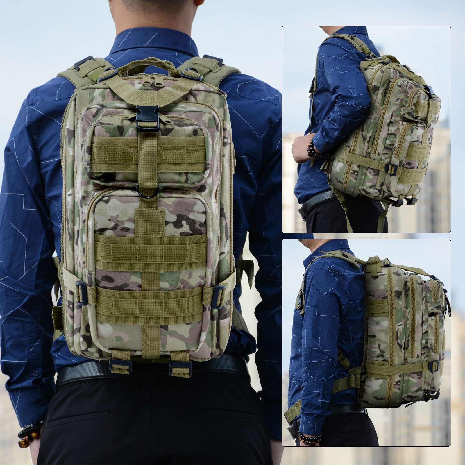 Long Keeper 30L Military Tactical Backpack Mens Hiking Camping School Travel Molle Backpack Waterproof Small Army Rucksack for Men Women Outdoor - Image 3