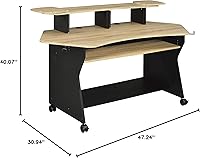 Vista 3 de IM100 Series Music Studio Escritorio Estación de trabajo con 2 x 4U Rack (roble natural)
