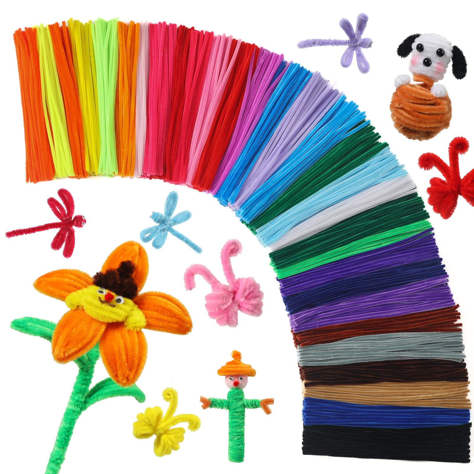 RXTODIY 1050Pcs Multi-Colored Pipe Cleaners, 30 Assorted Colors (12-Inch), Chenille Stems for Arts & Crafts, DIY Decorations & Creative Projects