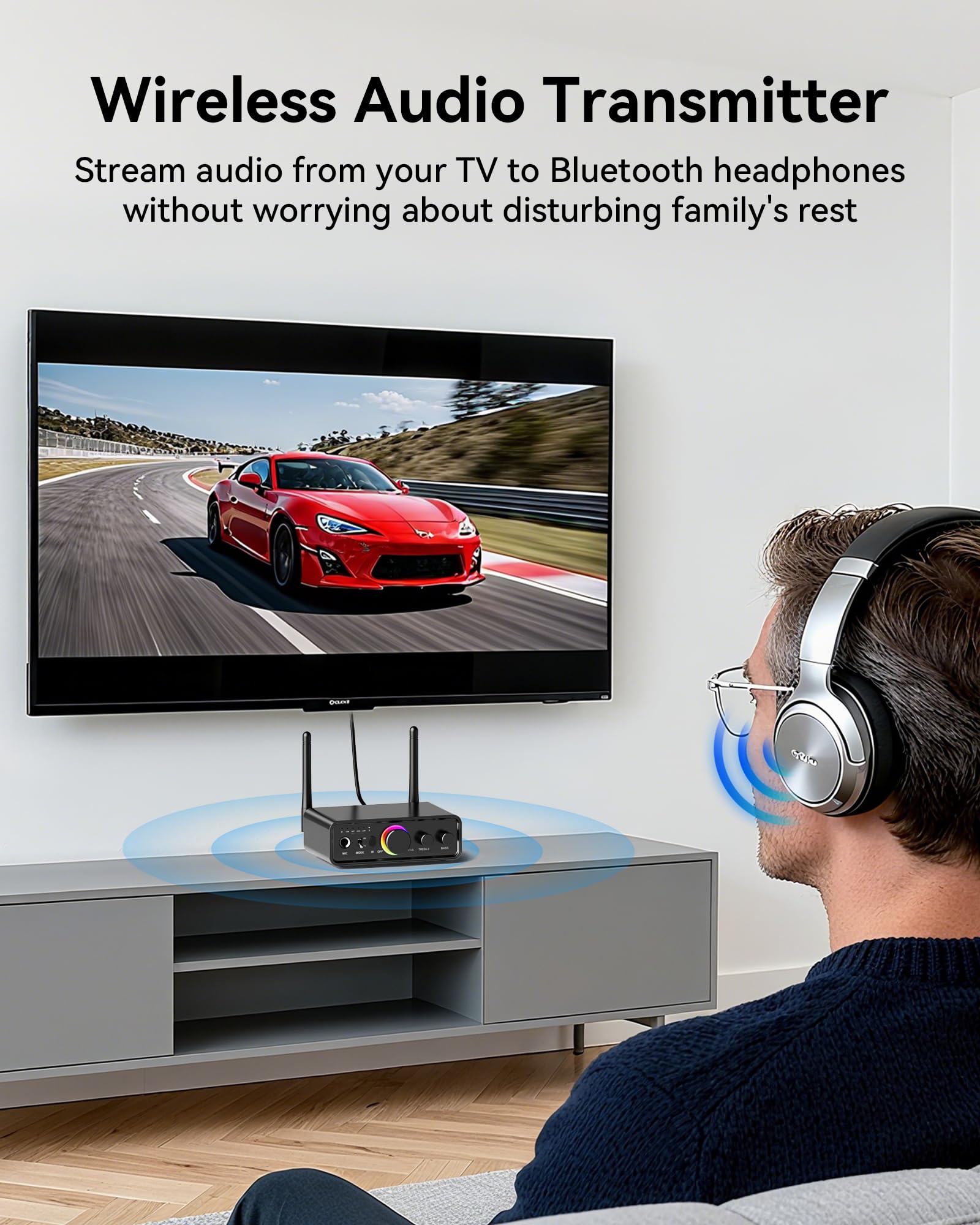 Receptor transmisor de audio Bluetooth 5.3 para TV Home Stereo, Bluetooth inalámbrico de alta fidelidad de baja latencia y adaptador de audio HD, compatible con USB, RCA, AUX, DAC, coaxial y entrada y
