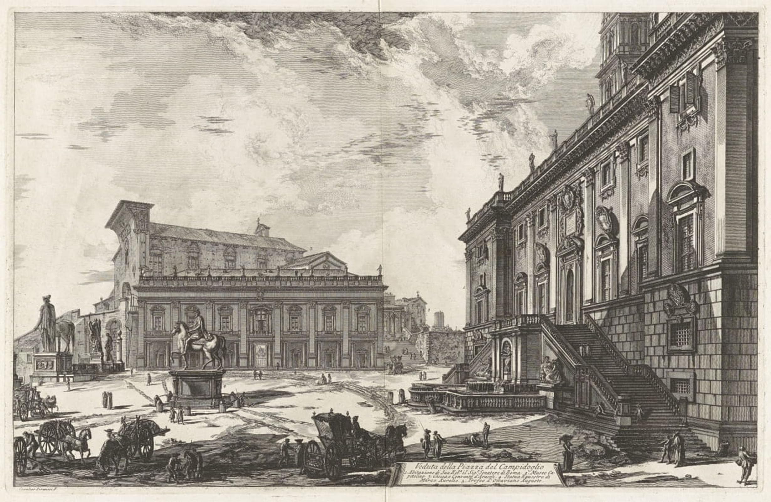 SERENDIPITP Retro Picture Poster Wall Art Pictures Painting Vedutaa Piazza Del Campidoglio by Battista Piranesi Wall Art Canvas Print for Wall Decor 60x90cm