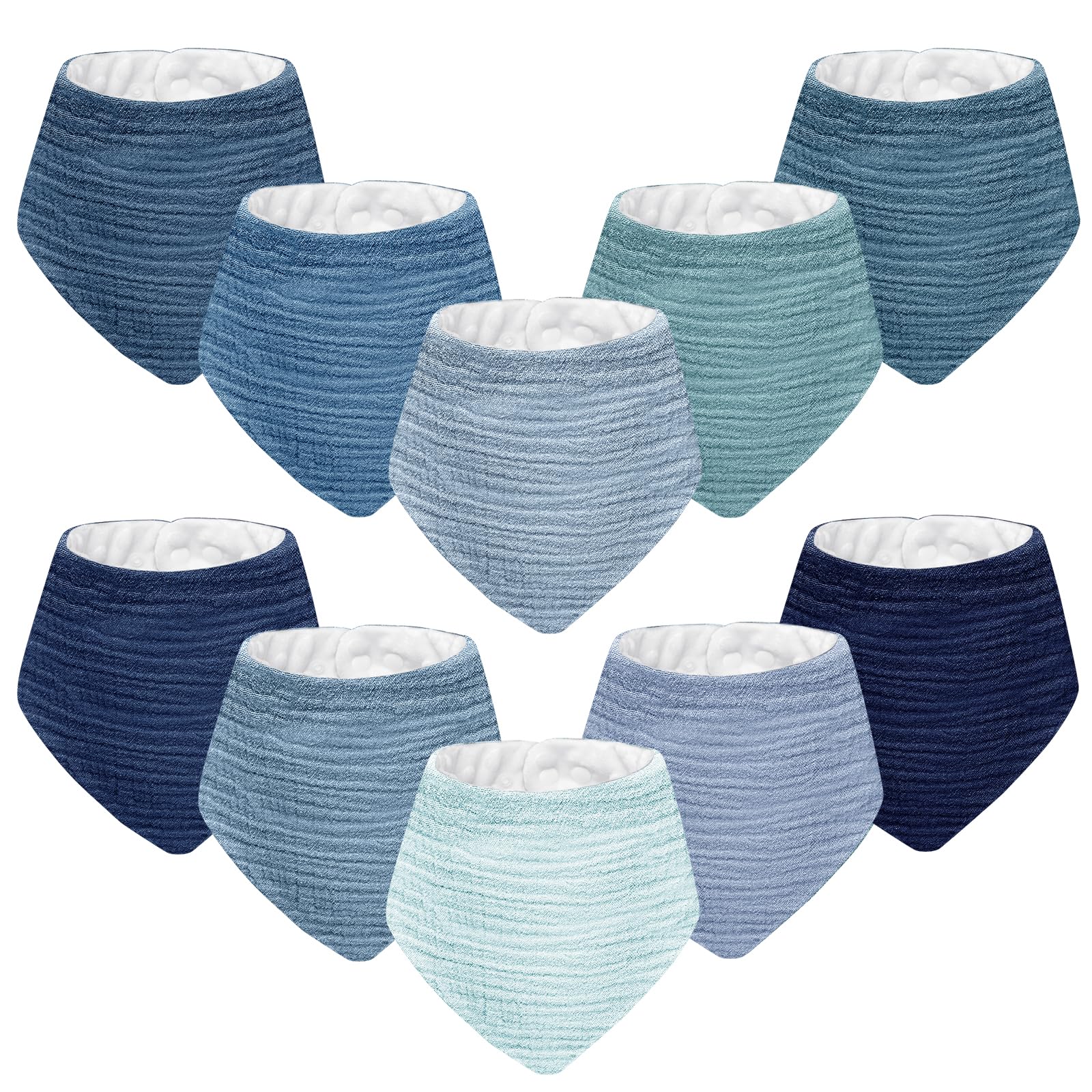 Wrrernsin Muslin Baby Bibs for Unisex Boys Girls, 10pack Cotton Drool Bibs, Adjustable Bandana Bibs for Drooling and Teething