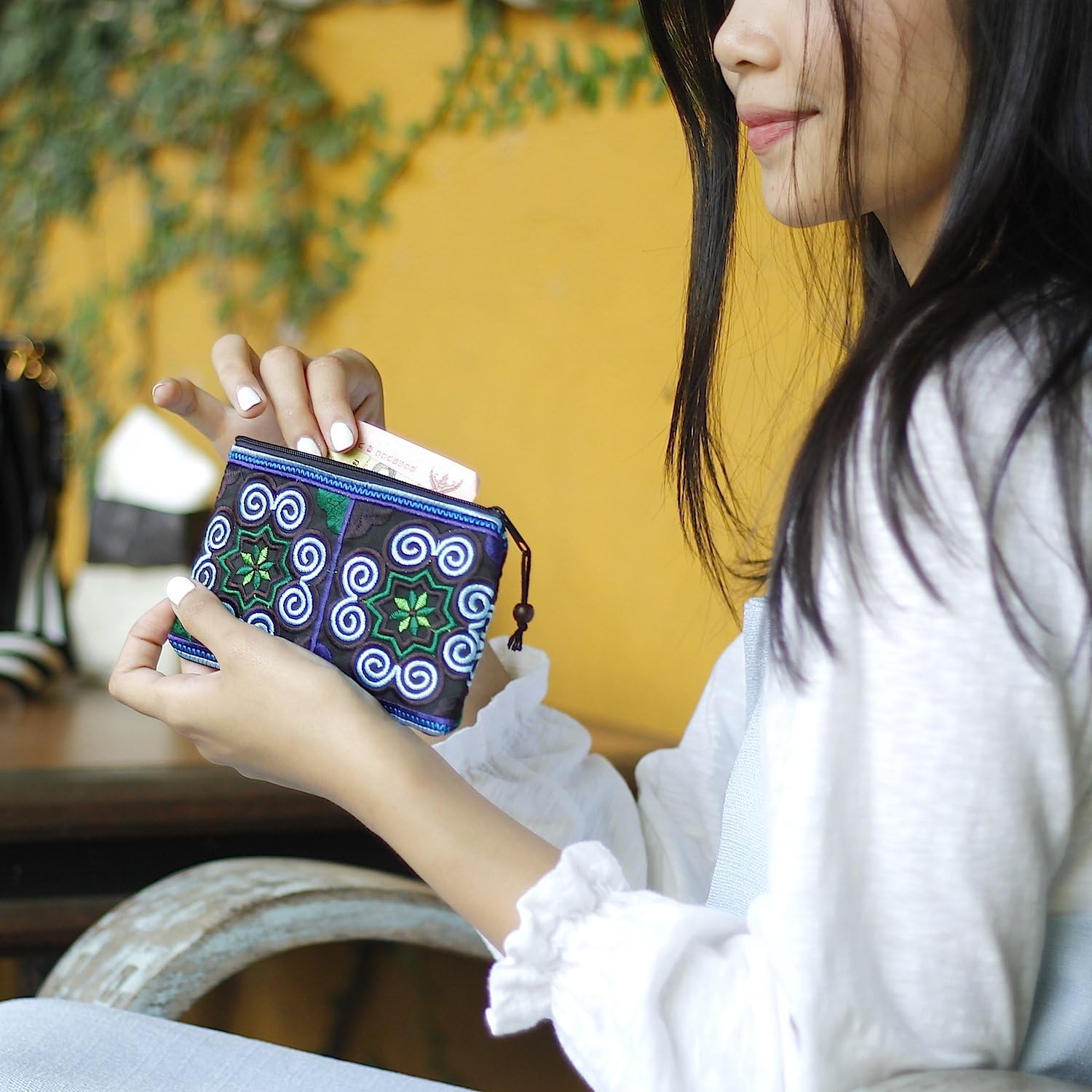 Sabai Jai Boho Coin Purse: Handmade Small Embroidered Change Pouch for Women - Colorful, Ethnic, Eco Friendly & Sustainable - Image 4