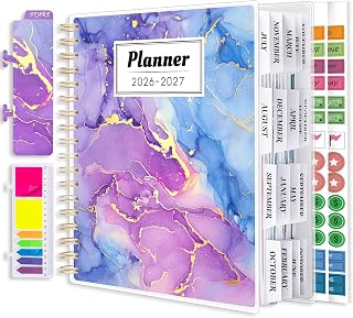 Planner 2026-2027, 18 Months Academic Daily Weekly Monthly Calendar Planner | July 2026 - Dec 2027, 7.9" x 9.8", Agenda Organizer Book with Tabs, Inner Pocket, Bookmark, Stickers, Sticky Note Set