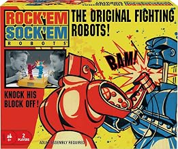 Mattel Games Rock 'Em Sock 'Em Robots Kids Game, Fighting Robots with Red Rocker & Blue Bomber, Knock His Block Off (Amazon Exclusive)
