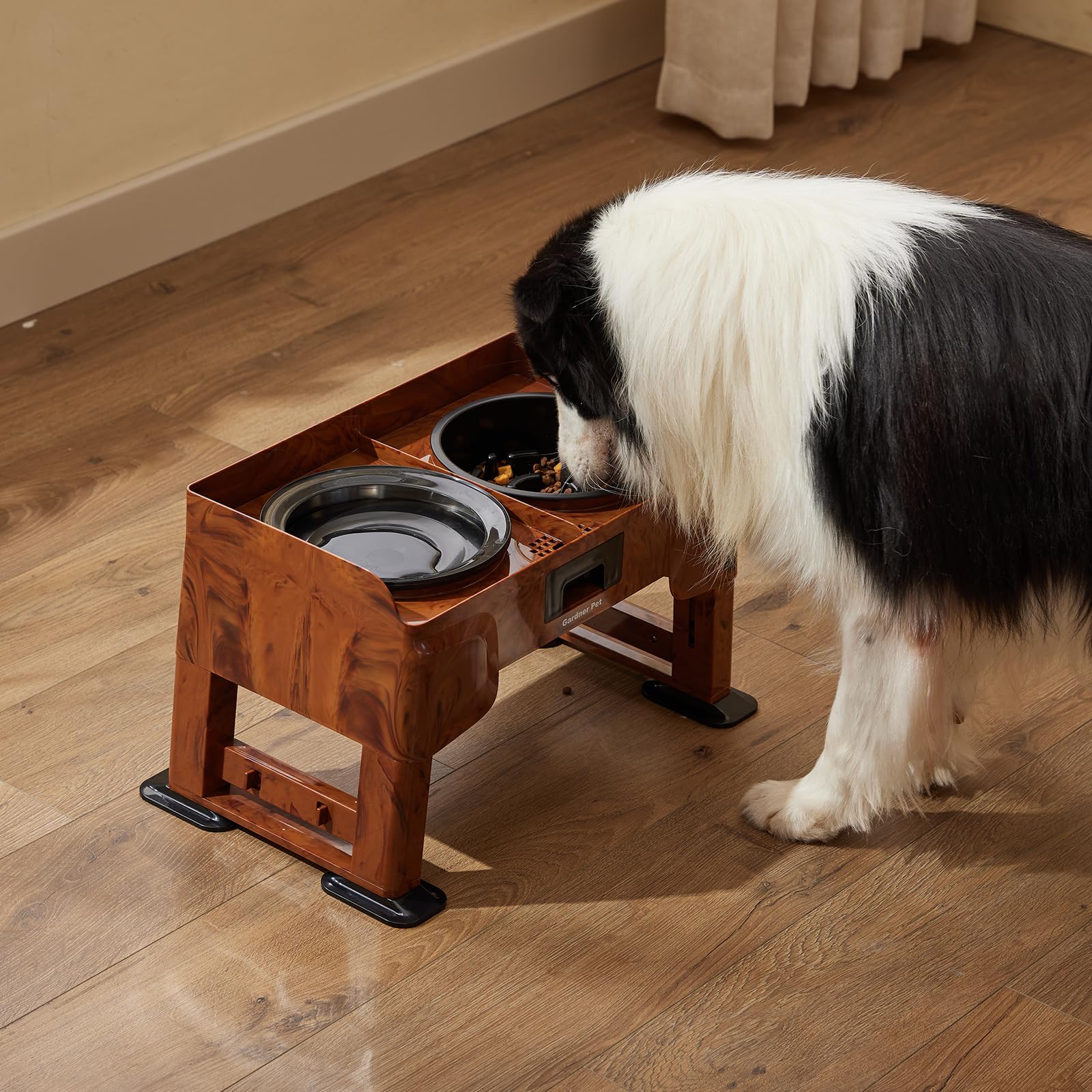 Gardner Pet Erhöhter Hundenapf, 2-in-1 Auslaufsicher, Mittlere Große Hunde | Wassernapf & Langsamfutternapf, Höhenverstellbarer Napfständer, 5 Höhen, Rutschfest