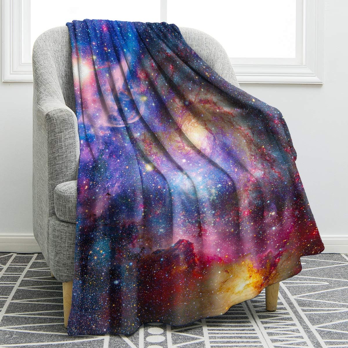 Jekeno Galaxy Blanket Soft Comfortable Purple Print Throw Blanket for Sofa Chair Bed Office 50"x60" (Galaxy3, 50"x60")