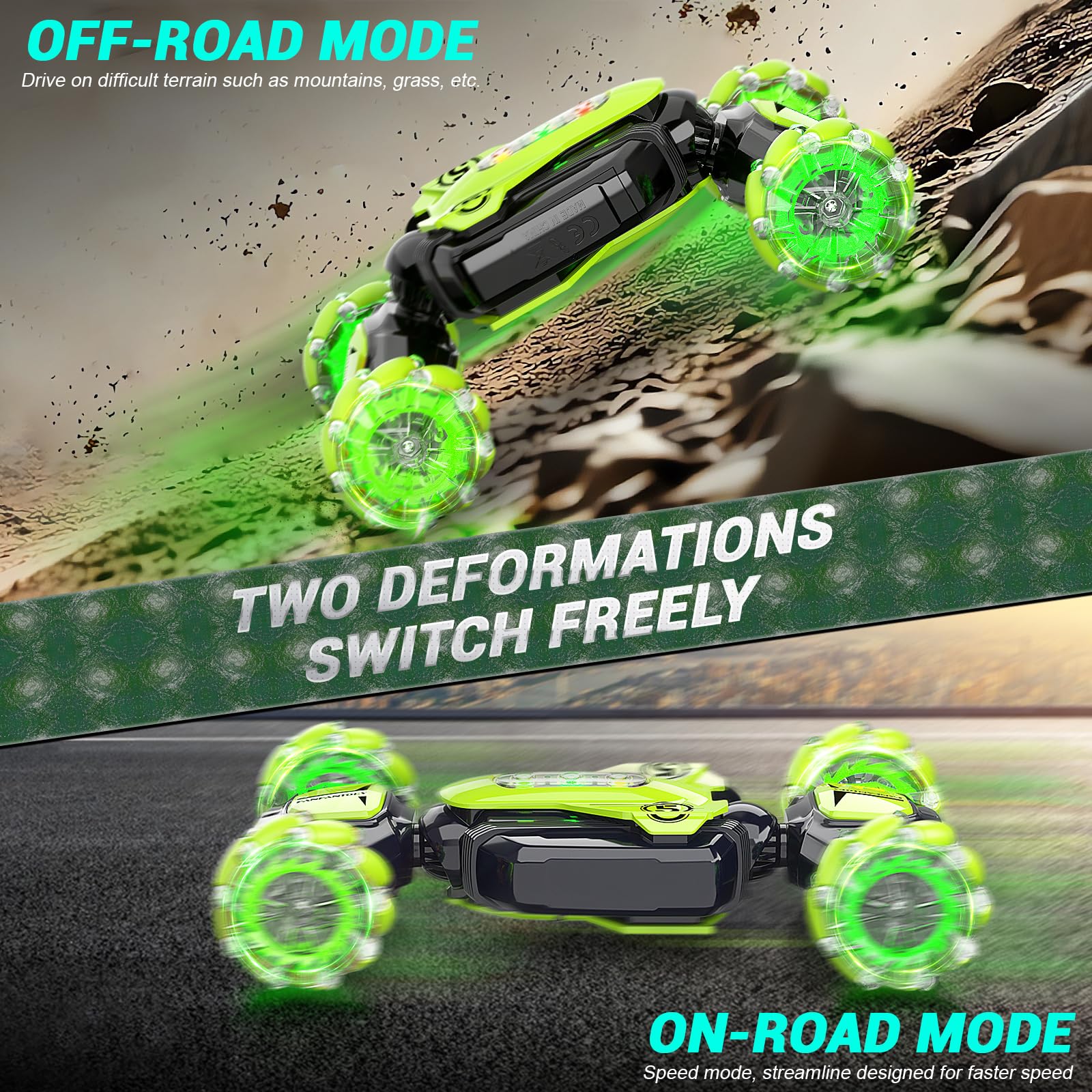 Gesture Sensing Remote Control Stunt Car - Boys Toys Age 6-8-12, 4WD Hand Controlled RC Twist Car with Light & Music, Cool Birthday Presents and Ideas Gifts for Kids Age 3 4 5 6 7 9 10 11 12 Years Old