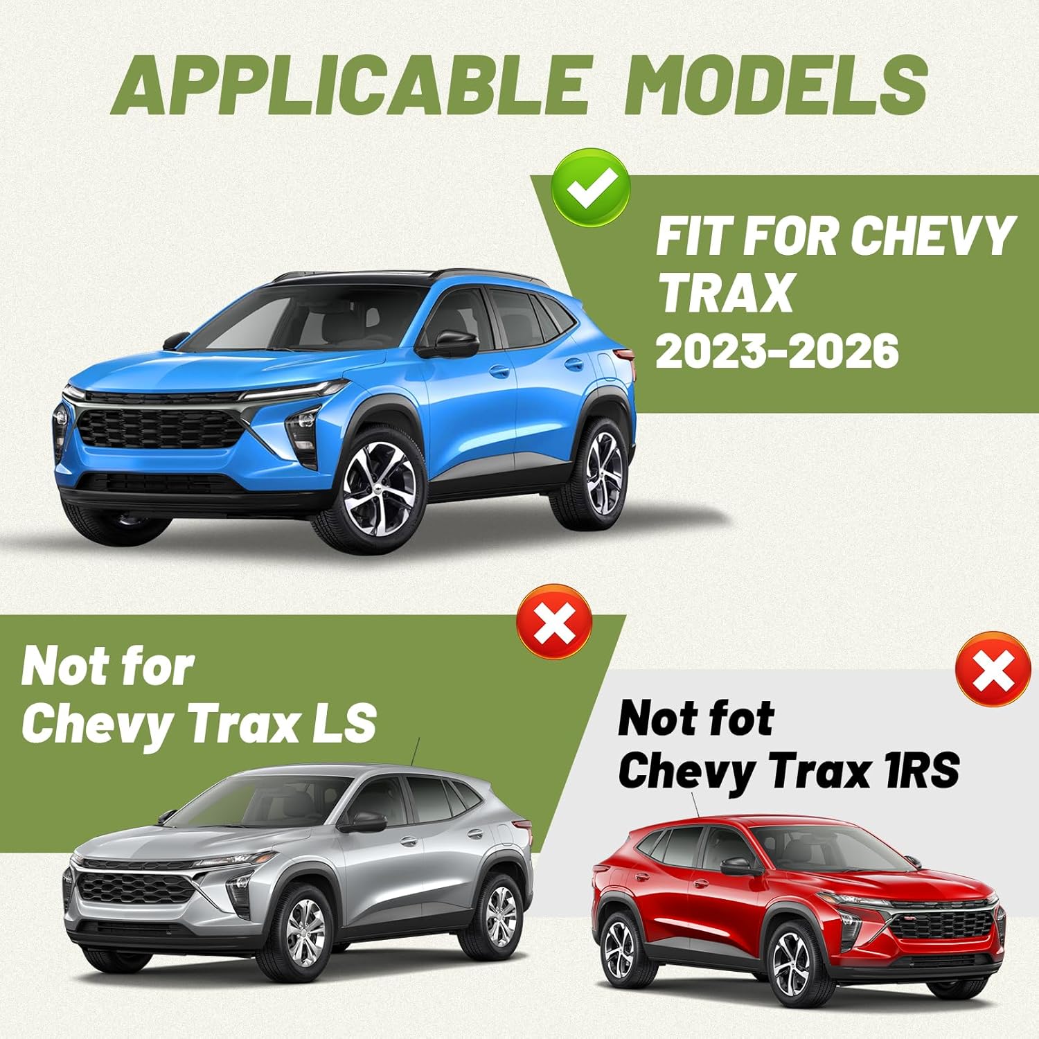 Roof Racks Cross Bars Compatible with Chevy Chevrolet Trax 2023 2024 2025 2026(Not for LS/1RS) Heavy-Duty Aluminum Crossbars Rails Cargo Rooftop Bike Snowboard Skiboard Luggage Rack Carrier