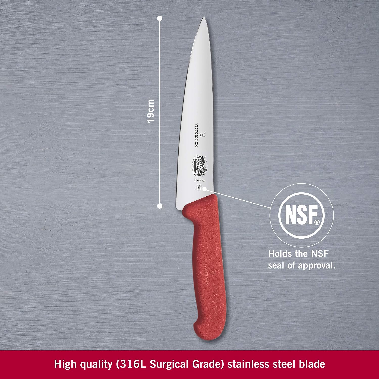 Victorinox 5.2001.19 Carving Knife, Stainless Steel, Red, 19 cm