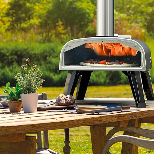 Miniatura 9 de Horno de pizza al aire libre de 12 pulgadas, horno de pizza de leña de pellets para exteriores, horno de pizza portátil de acero inoxidable