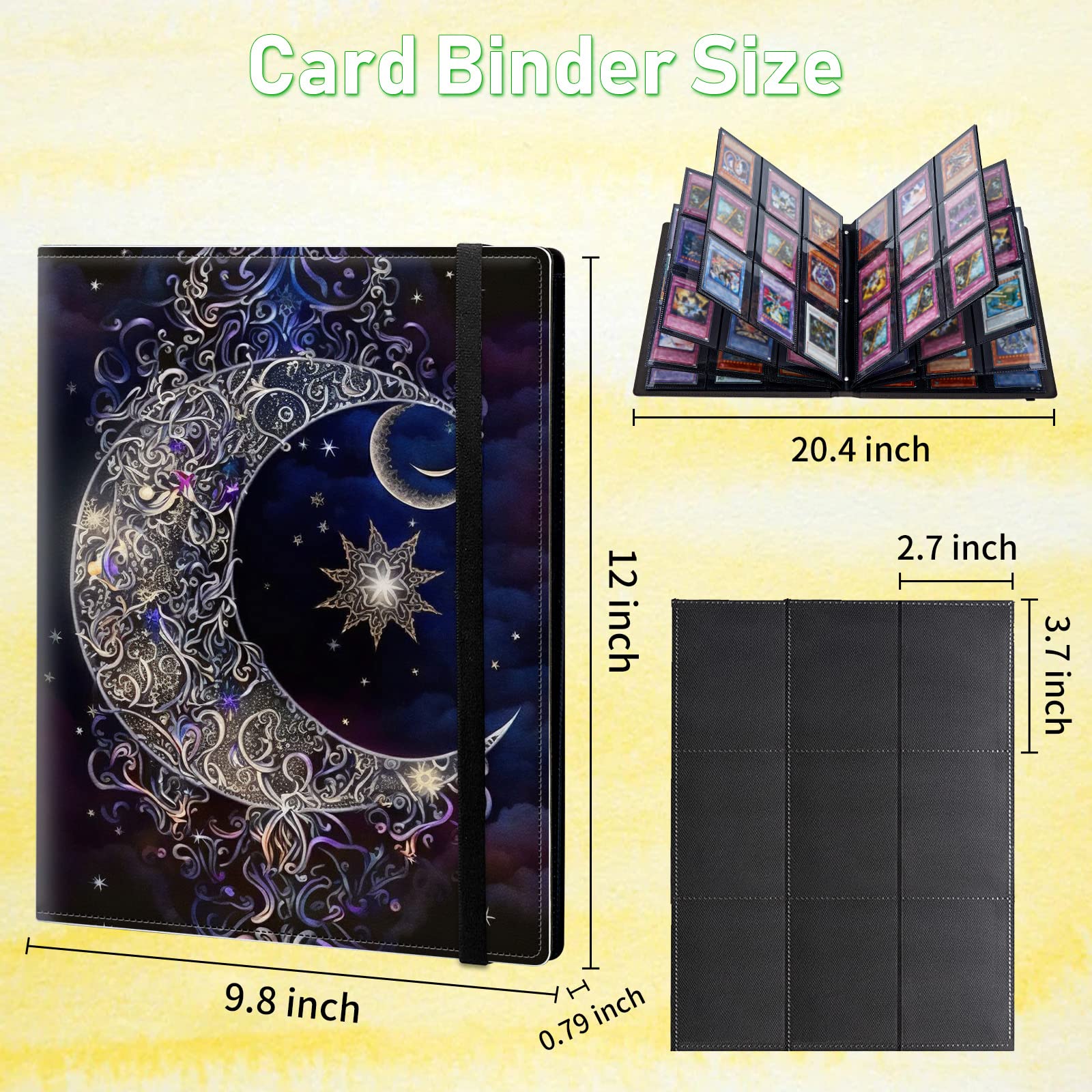 Cartella per album di carte collezionabili a 9 tasche, raccoglitore per carte da baseball con motivo luna viola