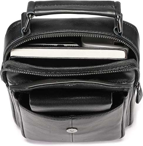 Miniatura 3 de Bolso de hombro de cuero para hombre, bolso cruzado casual, bolso de mensajero vintage de viaje, bolso multifunción