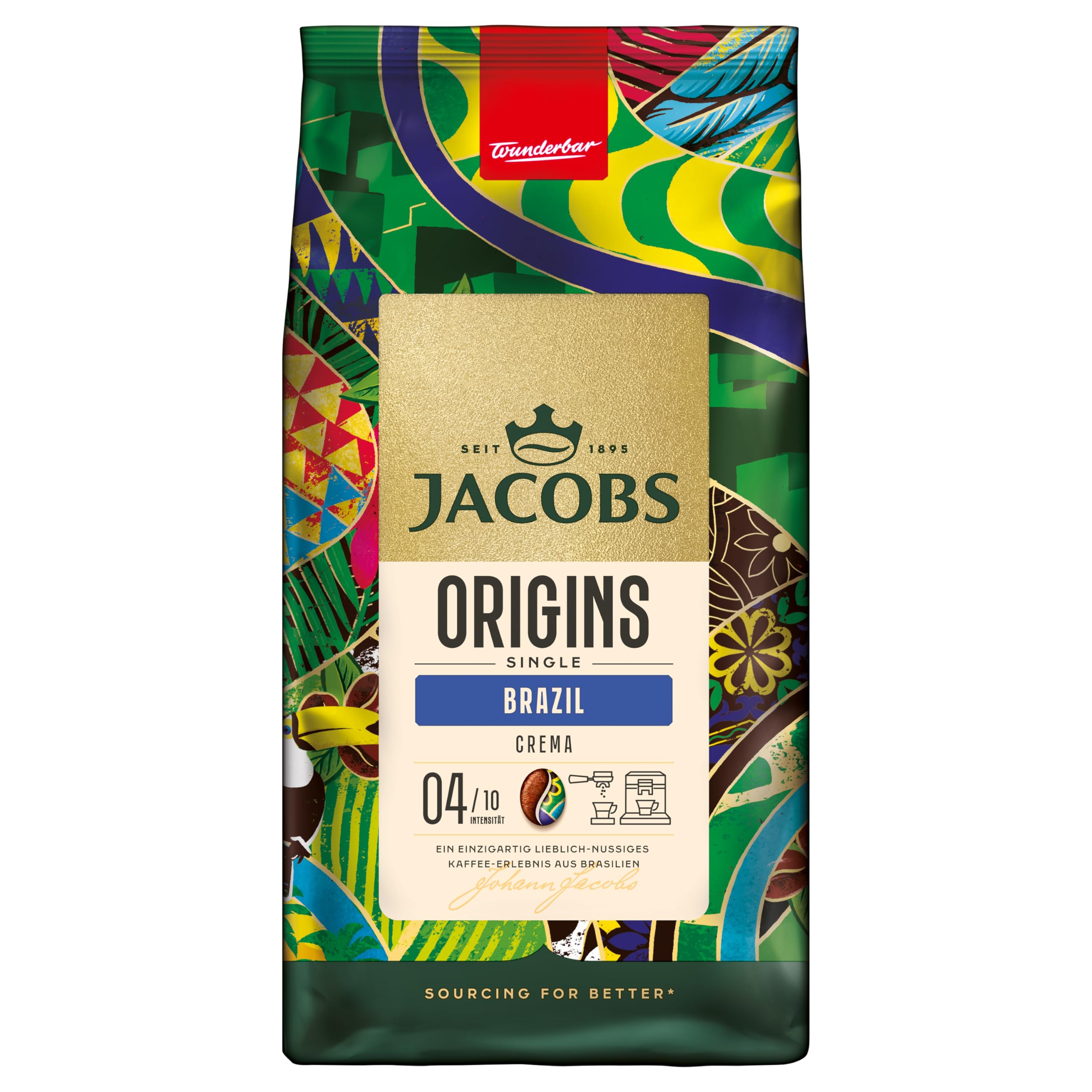 Jacobs Origins Brazil, Kaffee Ganze Bohne, 4 x 1 kg