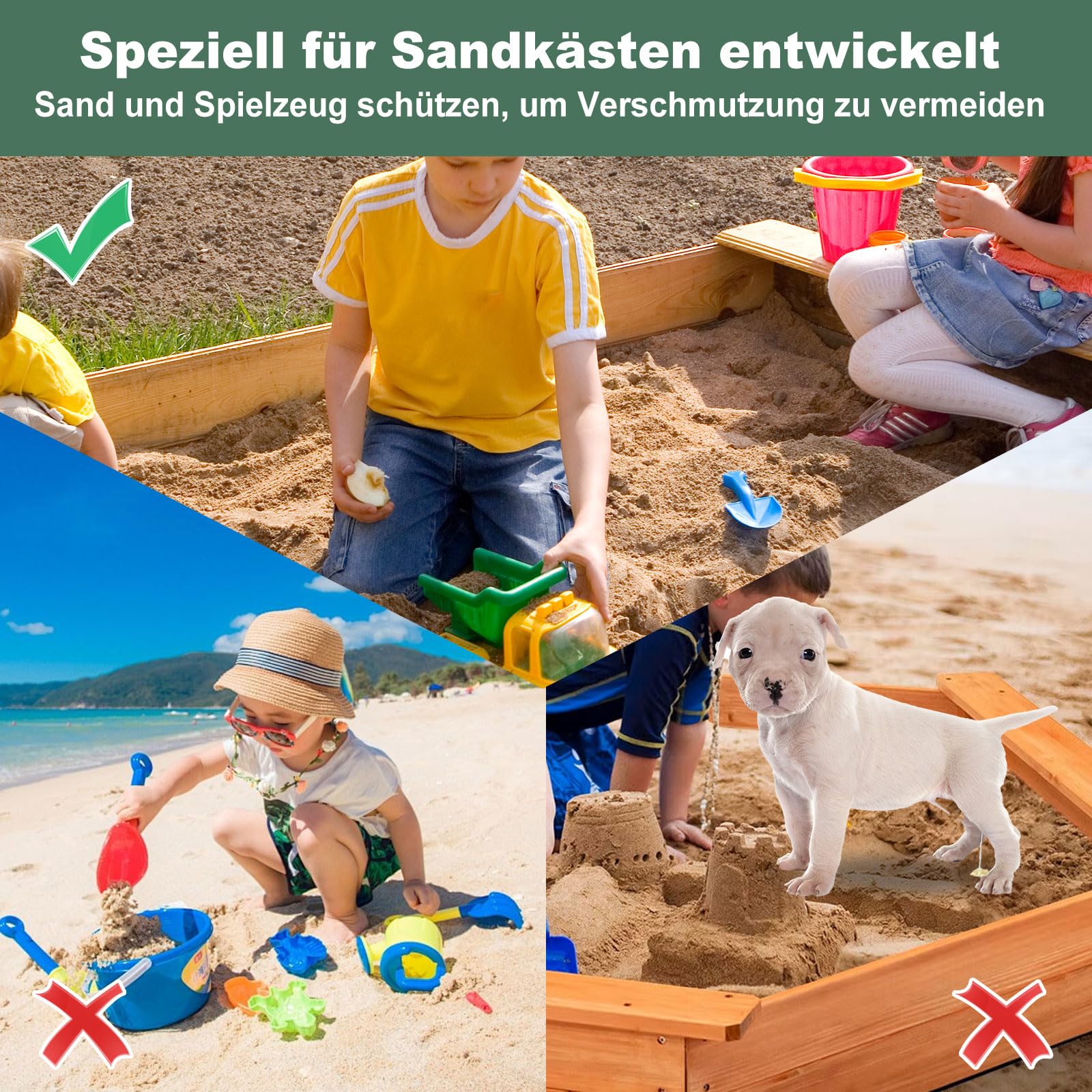 Sandkasten Abdeckplane Sechseckige Sandkastenplane Sandkastenabdeckung Plane Abdeckplane Sandkasten Oxford-Tuch mit Kordelzug Abdeckplane staubdicht wasserdicht Spielzeug (230 * 200cm)