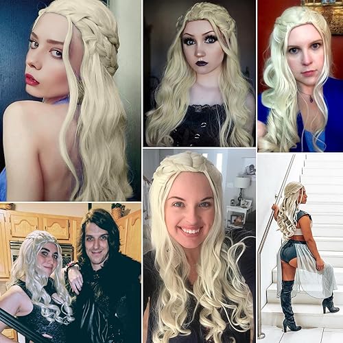 Miniatura 2 de Peluca rubia larga con trenzas de Probeauty para cosplay incluye casquillo de peluca talla única