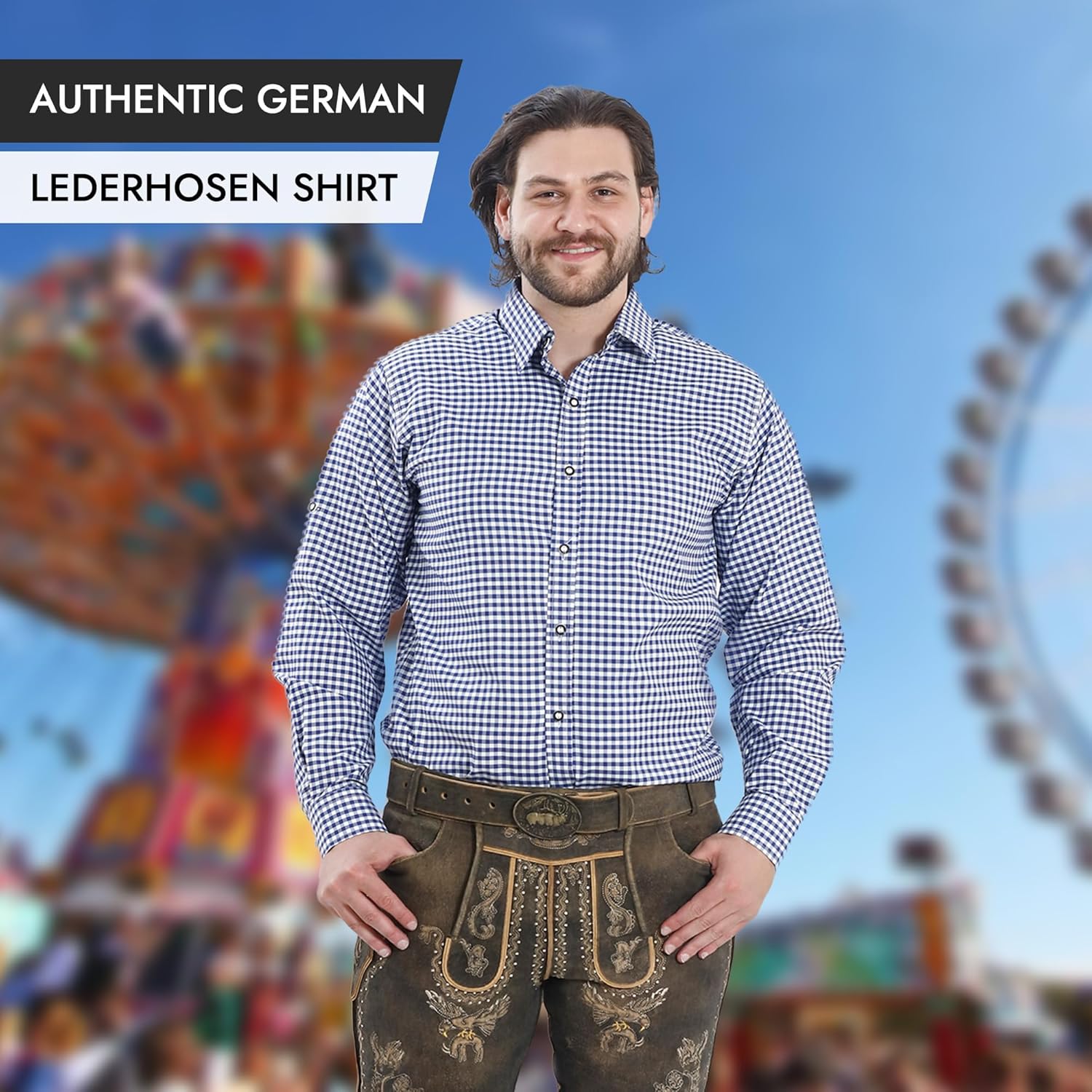 Oktoberfest Shirt Men - Lederhosen Shirt for Men - Traditional Bavarian Shirts - Classic Checkered Pattern