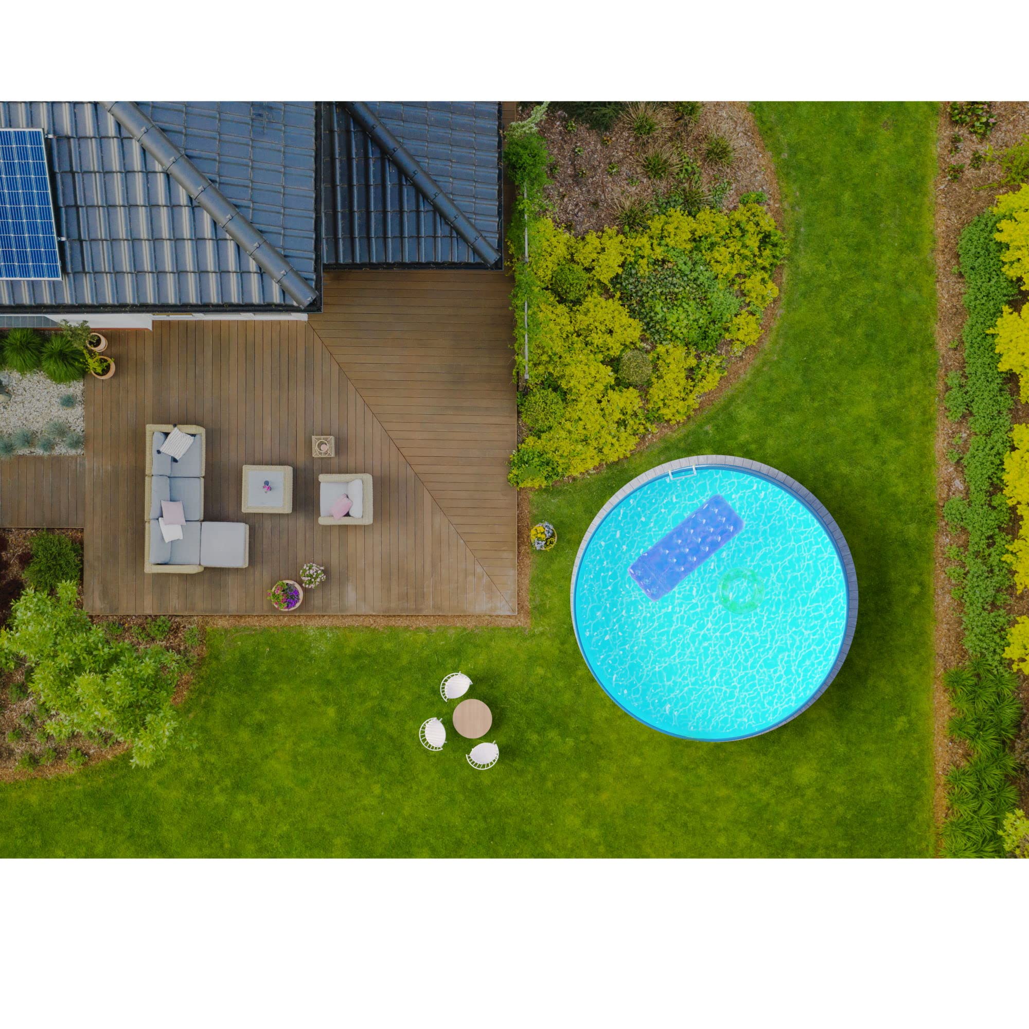 Planet Pool Stahlwandpool rund ohne Skimmerstanzung, Größe wählbar, 90cm tief, Stahl 0,3mm weiß, Folie 0,2mm bl. 300x90
