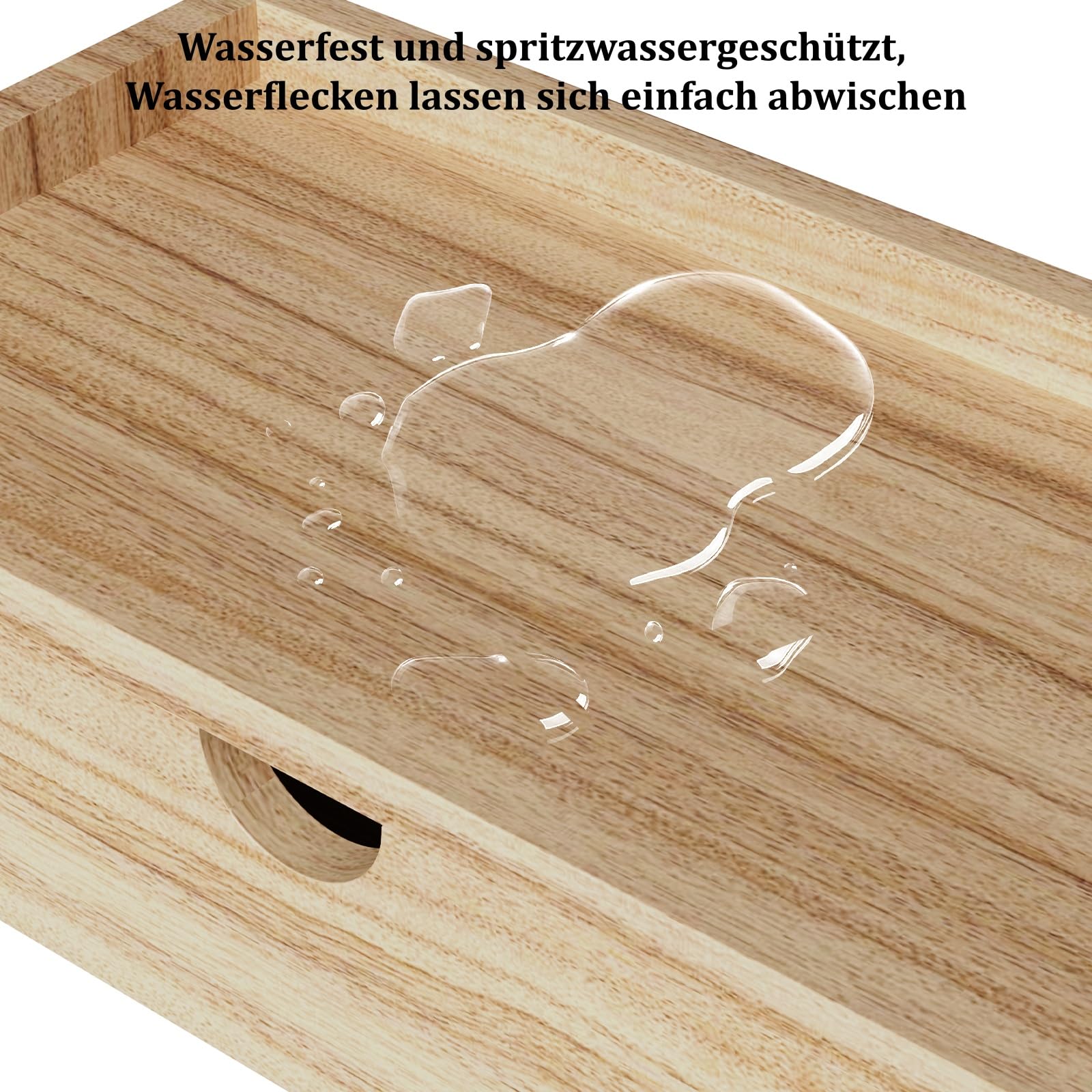 Organizer da bagno con cassetto e cesto, scaffale da bagno a 2 livelli in legno per lavabo, toeletta e cucina, scaffale da tavolo impermeabile con ganci, stabile struttura in metallo, 33 x 17