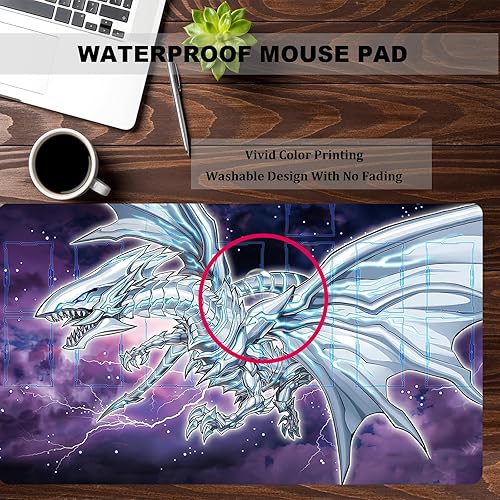 Miniatura 5 de Sabermaster ygo playmat Duel Alternative - Alfombrilla de dragón blanco para juegos de cartas de goma, carpeta de tarjetas de 23.6 x 13.7 pulgadas