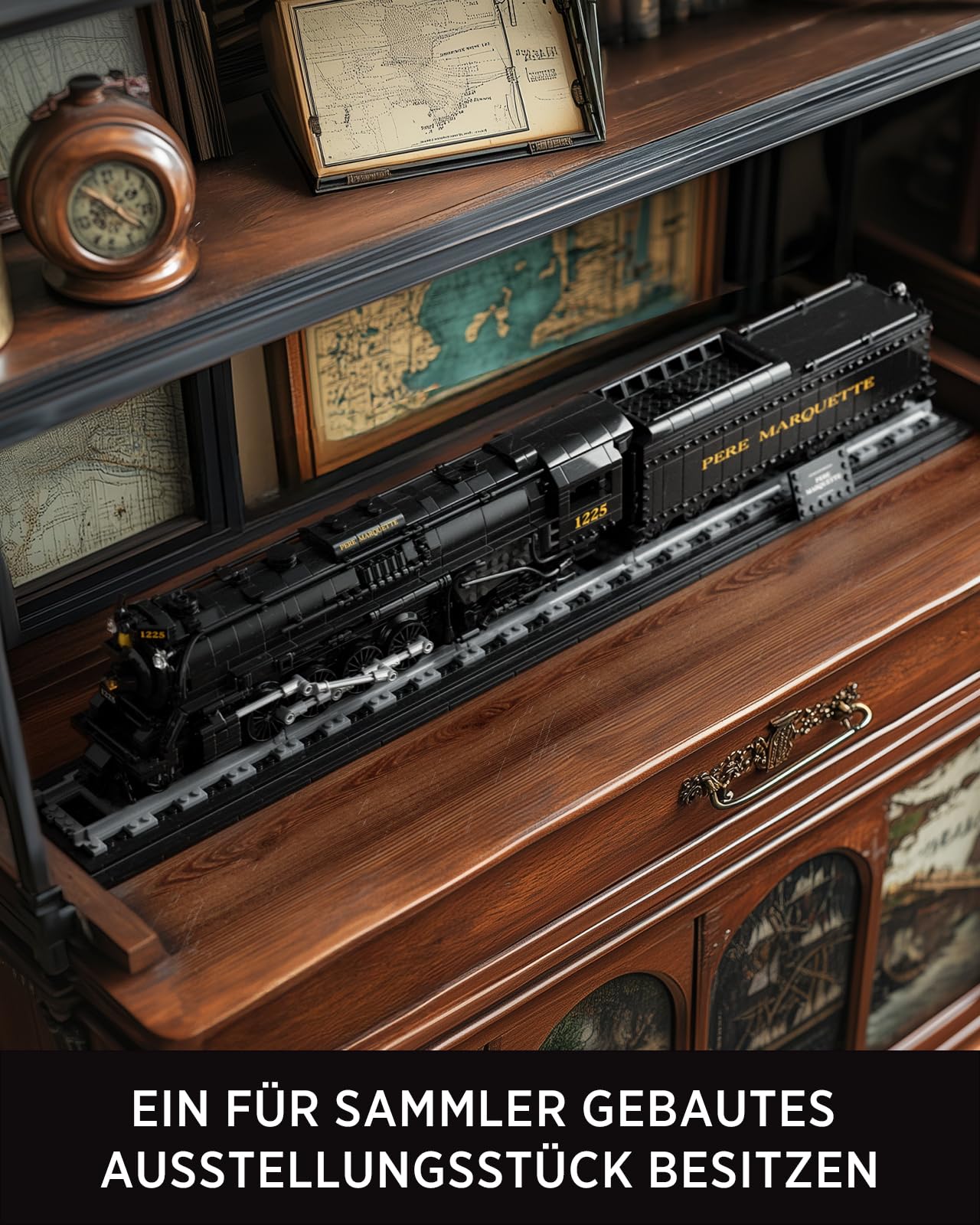 Nifeliz Zug 1225 Retro Dampflok Klemmbausteine Set, Lokomotive Set Eisenbahn Bauspielzeug, eine ideale Geschenkidee für Männer und Frauen (1,587 Teile, NF10323)