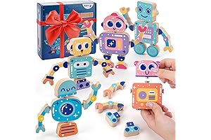 Kodatek 100PCS Wooden Toys, STEM Building Blocks, Montessori Educational Learning Toys