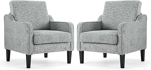 Miniatura 146 de VINGLI Silla decorativa moderna de mediados de siglo, sillas decorativas de tela beige para sala de estar, sillón tapizado, sofá con brazos