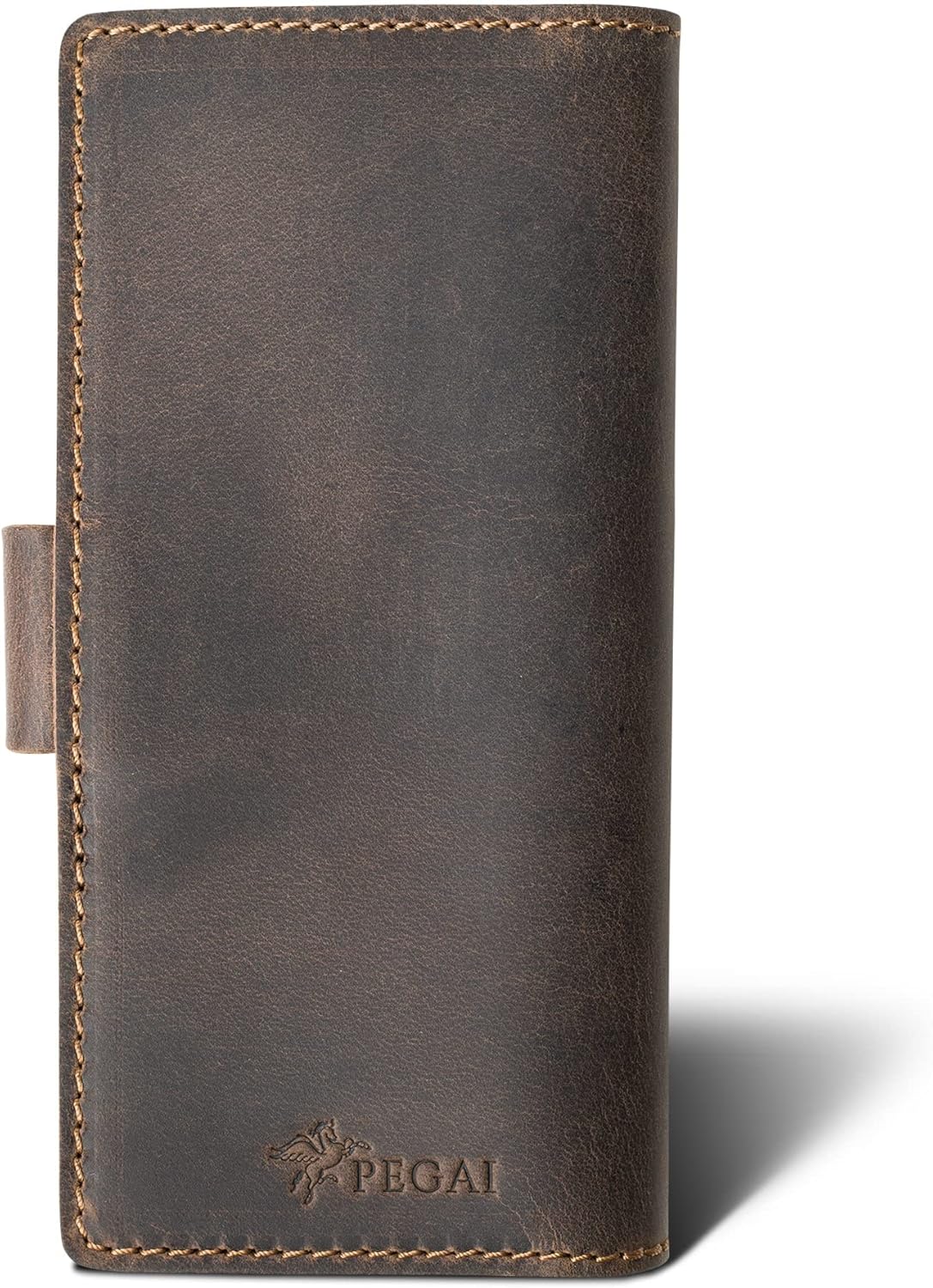 PEGAI Handmade Personalized Leather Checkbook Covers For Personal Checkbook | 100% Distressed Leather Checkbook Cover & Wallet | Business Checkbook Cover | Clark (Chestnut) - Image 5