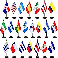 Vista 1 de TSMD Juego de banderas de escritorio de habla hispana de 22 países, pequeñas mini banderas latinoamericanas de oficina para decoración del mes