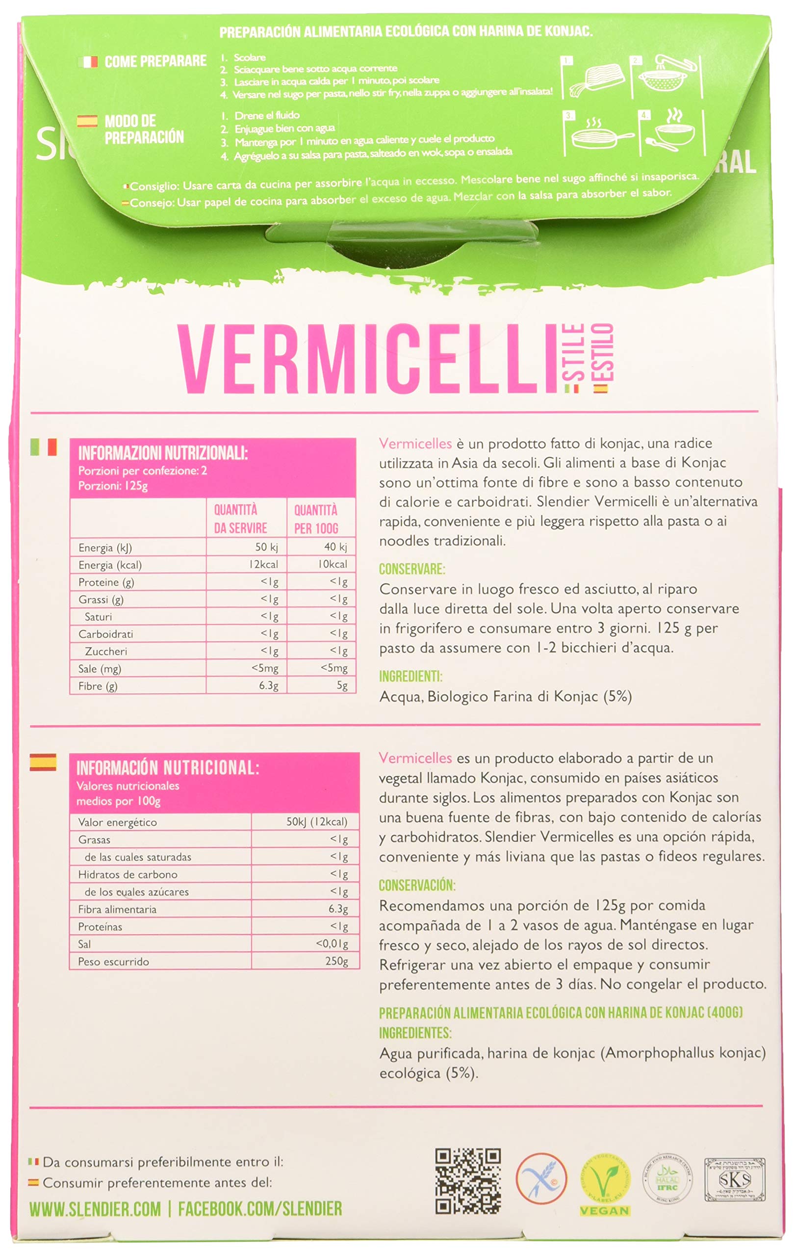 Slendier - 6x Bio Konjac Cabello de ángel 400g