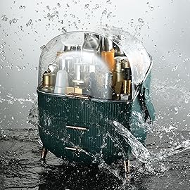 CANITORON Makeup Organizer,Skincare Organizer with 2 Drawers and Brush Storage Box,Lipstick Holder,Cosmetic Display Case for Vanity Organizer and Bathroom Countertop Storage.(Sage Green)