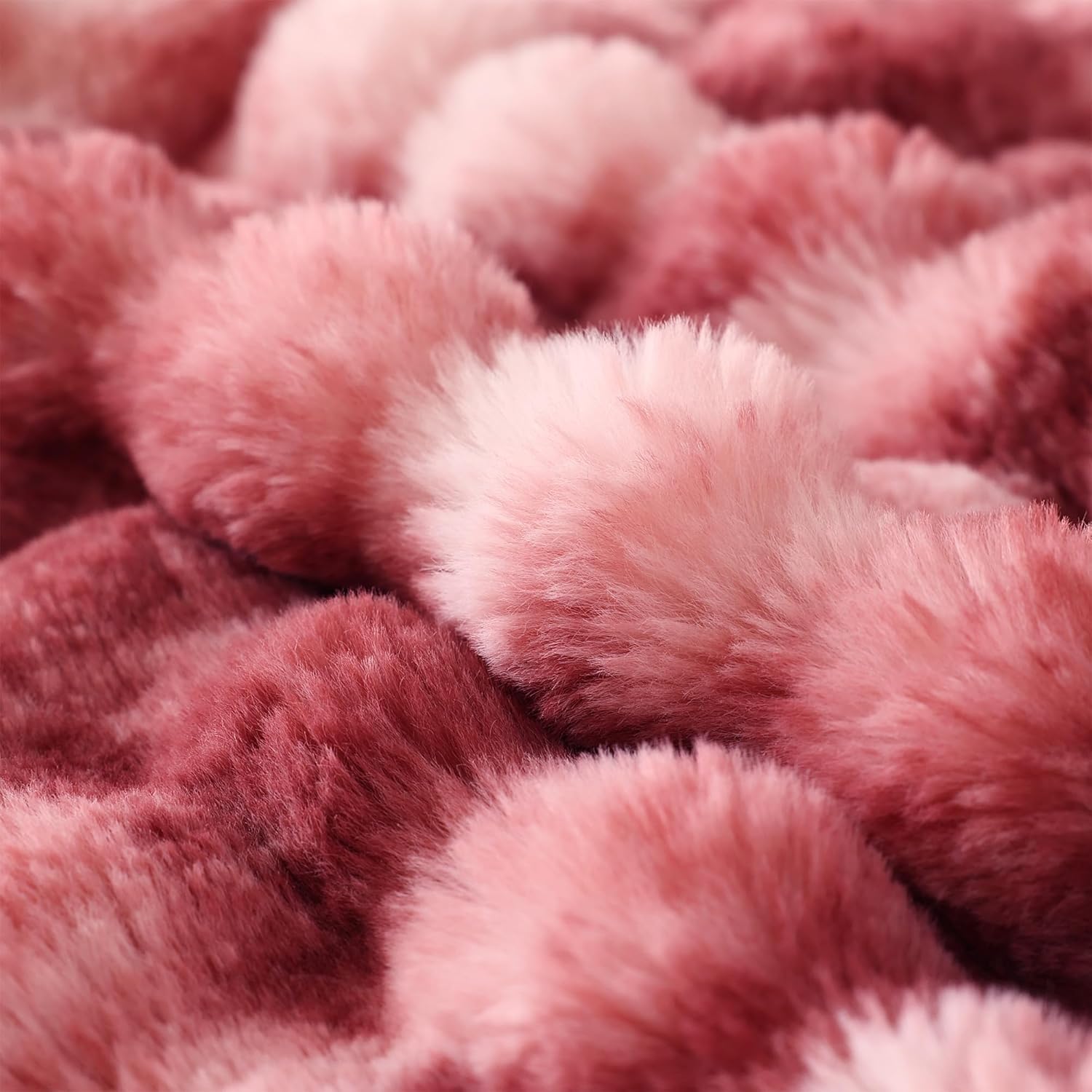 COOVA Faux Fur Throw Blanket for Couch, Cozy Soft and Fuzzy Plush Rabbit Fur Bubble Blanket for Sofa Bedroom Living Room, 50x60 Inches Tie Dye Magenta - Image 5