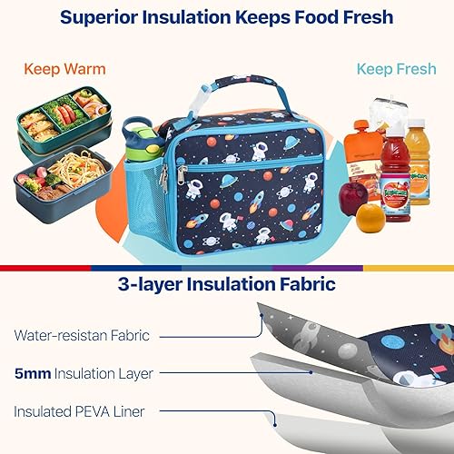 Miniatura 3 de Bagseri Lonchera para niños  Lonchera para niños aislada a prueba de fugas y reutilizable con soporte para botella de agua, lonchera para niños