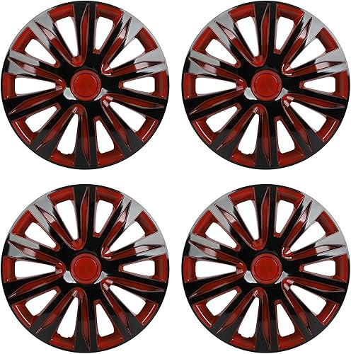 OCPTY Paquete de 4 tapacubos de 16 pulgadas para llantas de automóvil, color negro brillante y plateado, repuesto para ruedas de acero OEM, ABS de