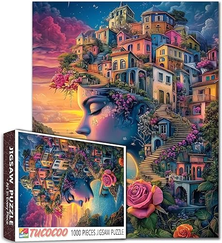 Miniatura 11 de Rompecabezas de 1000 piezas para mujer, vestido rosa, rompecabezas de 1000 piezas, hermosa niña, flores coloridas, rompecabezas románticos de Noble