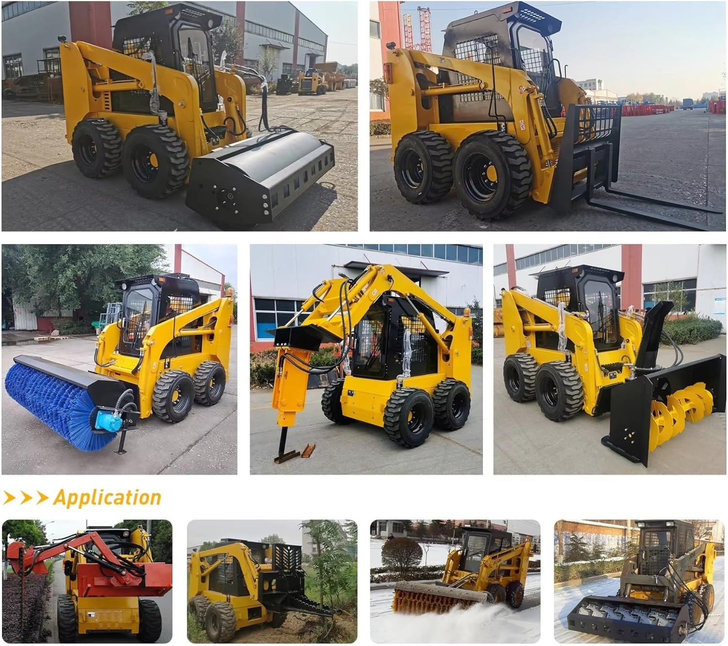 Mini Skid Steer Loader Skid Steer Loader Compact Multi-Purpose Loader with Enclosed Cab Front Bucket Attachment Compatible Equipment for Landscaping Construction Farming
