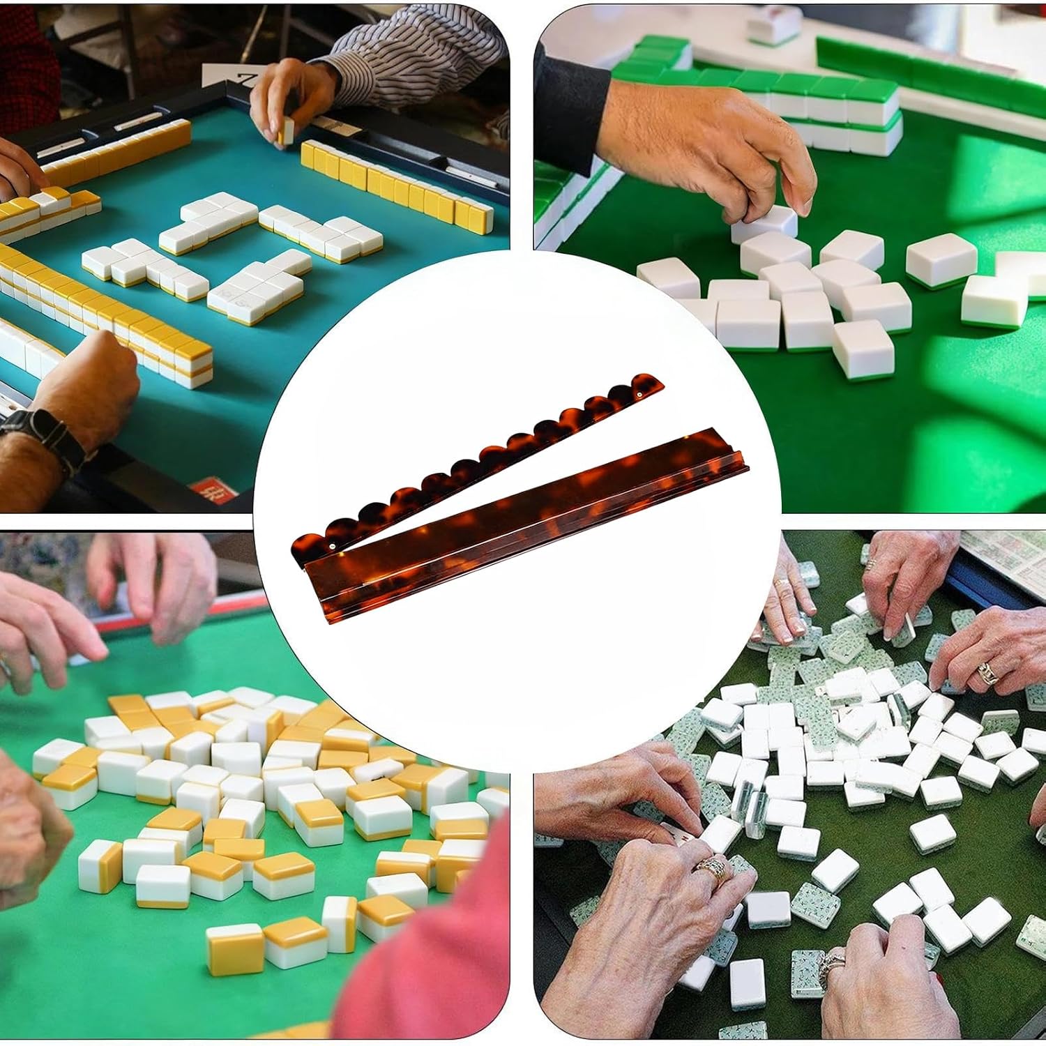 Mahjong Rack Set - Tile Organizer Holder for Mahjong Games | Wooden Stand with, Keeps Tiles Neatly Arranged for Easy Gameplay and Storage Compact and Easy to use 20x2.56x0.79 in