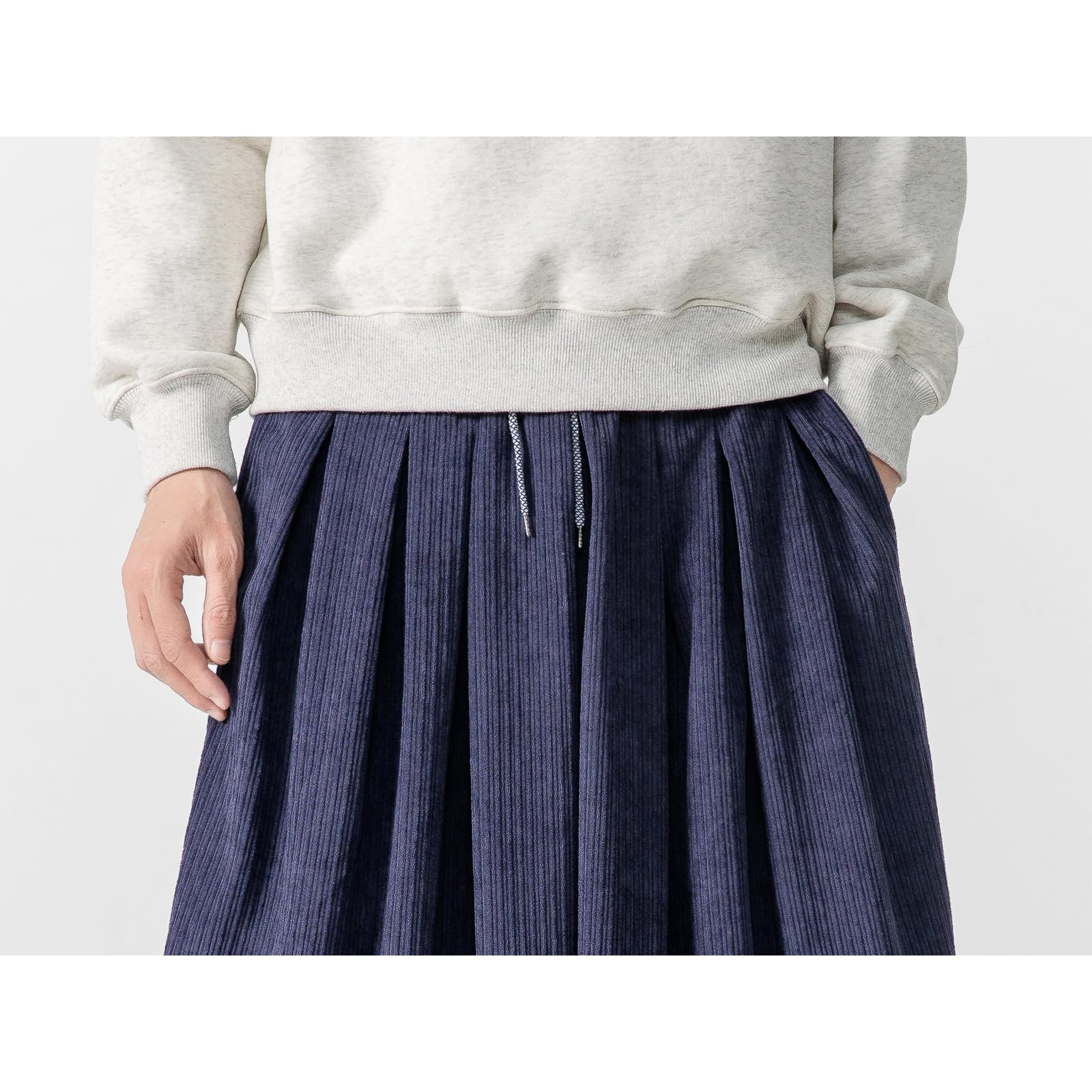 GURUNVANI Pantalones holgados de pana para hombre, holgados, de pierna ancha, con cordón de ajuste holgado