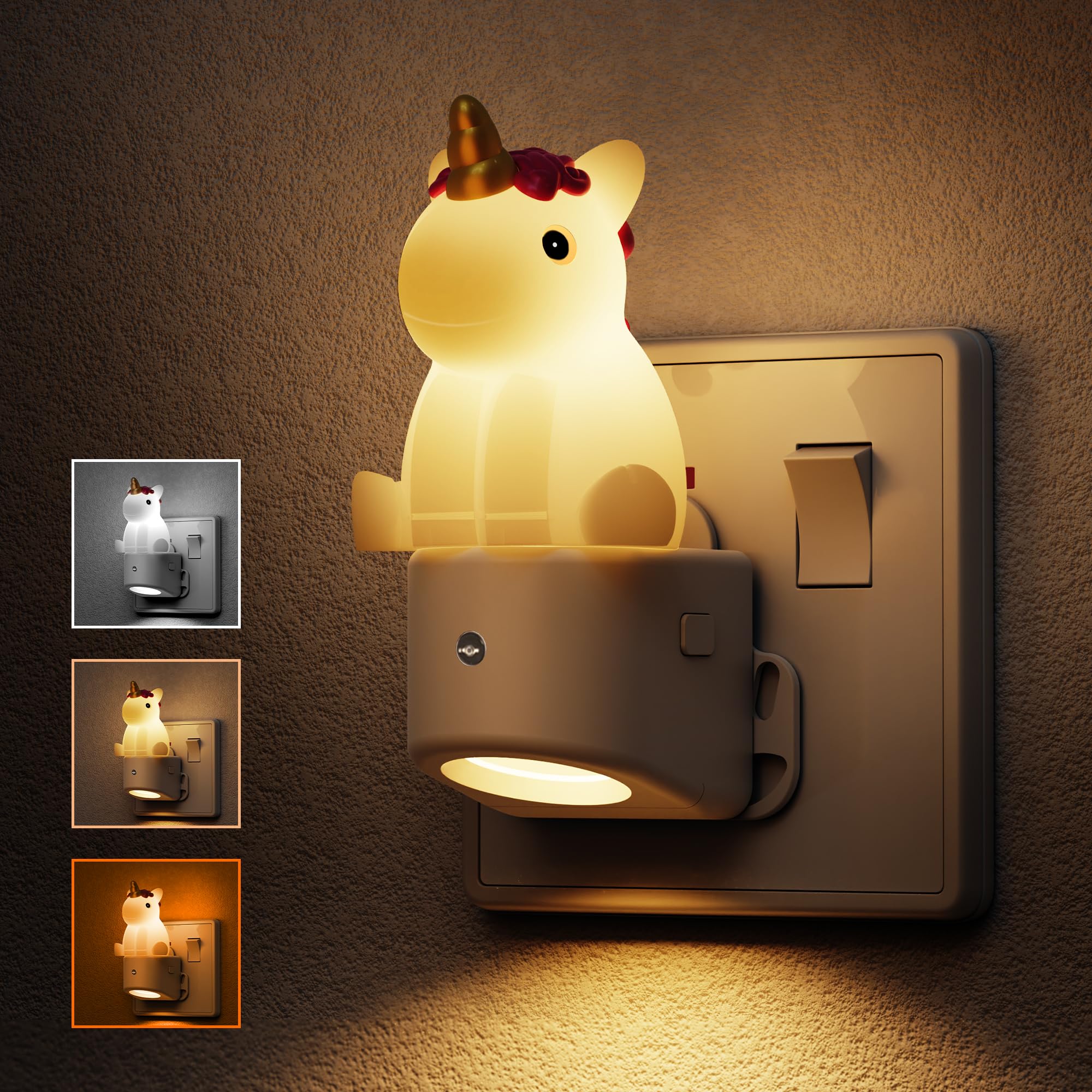 LOHAS-LED Night Light Plug in Wall, 3D Cute Unicorn Plug in Night Light