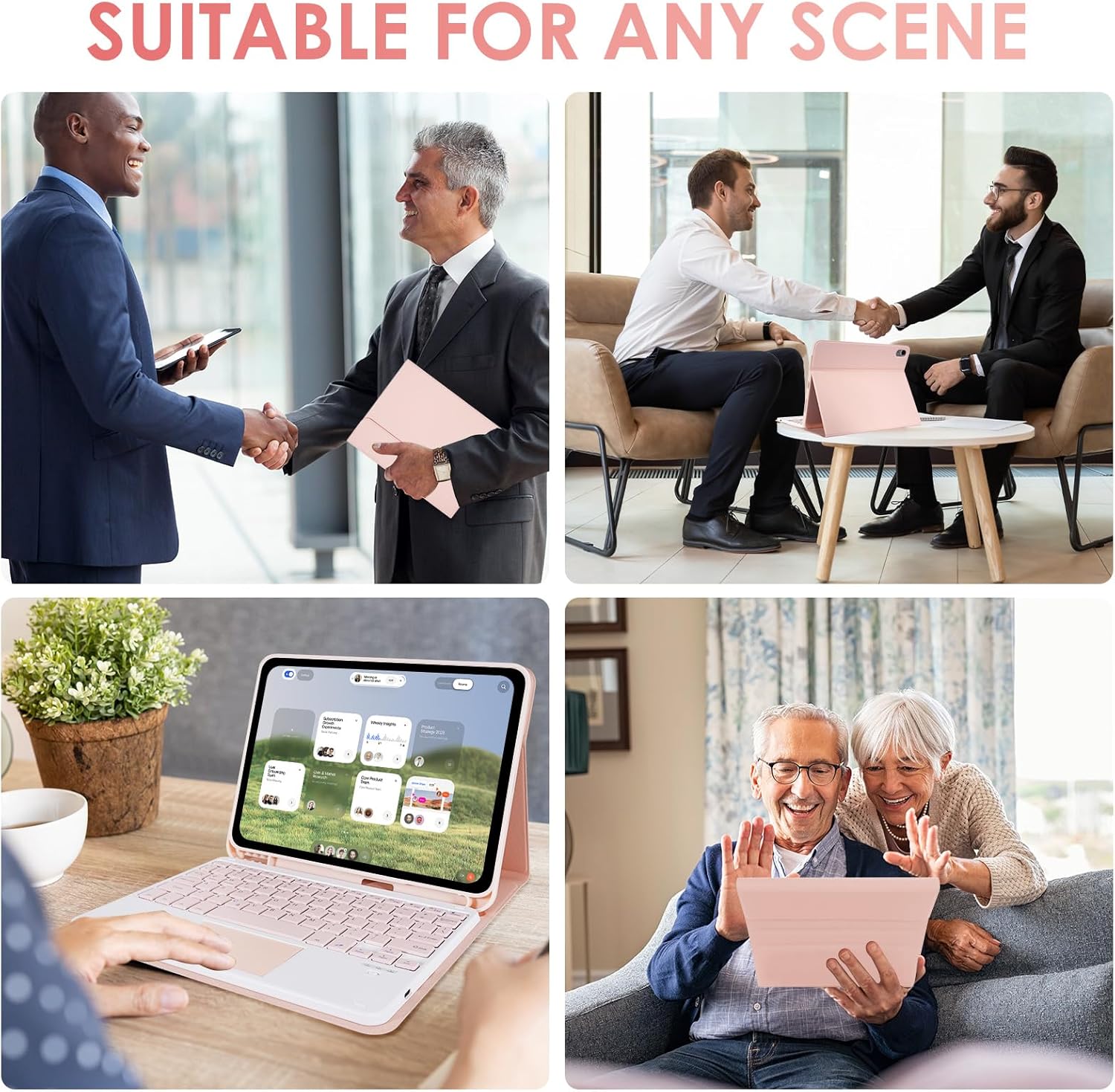 LAMA Touchpad Keyboard Case for iPad (A16) 11th Gen 2025 /10th Gen 2022, Folio Cover with Pencil Holder, Multi-Touch Trackpad, Wireless Magnetic Keyboard for iPad 11th 10th Generation, Pink - Image 7