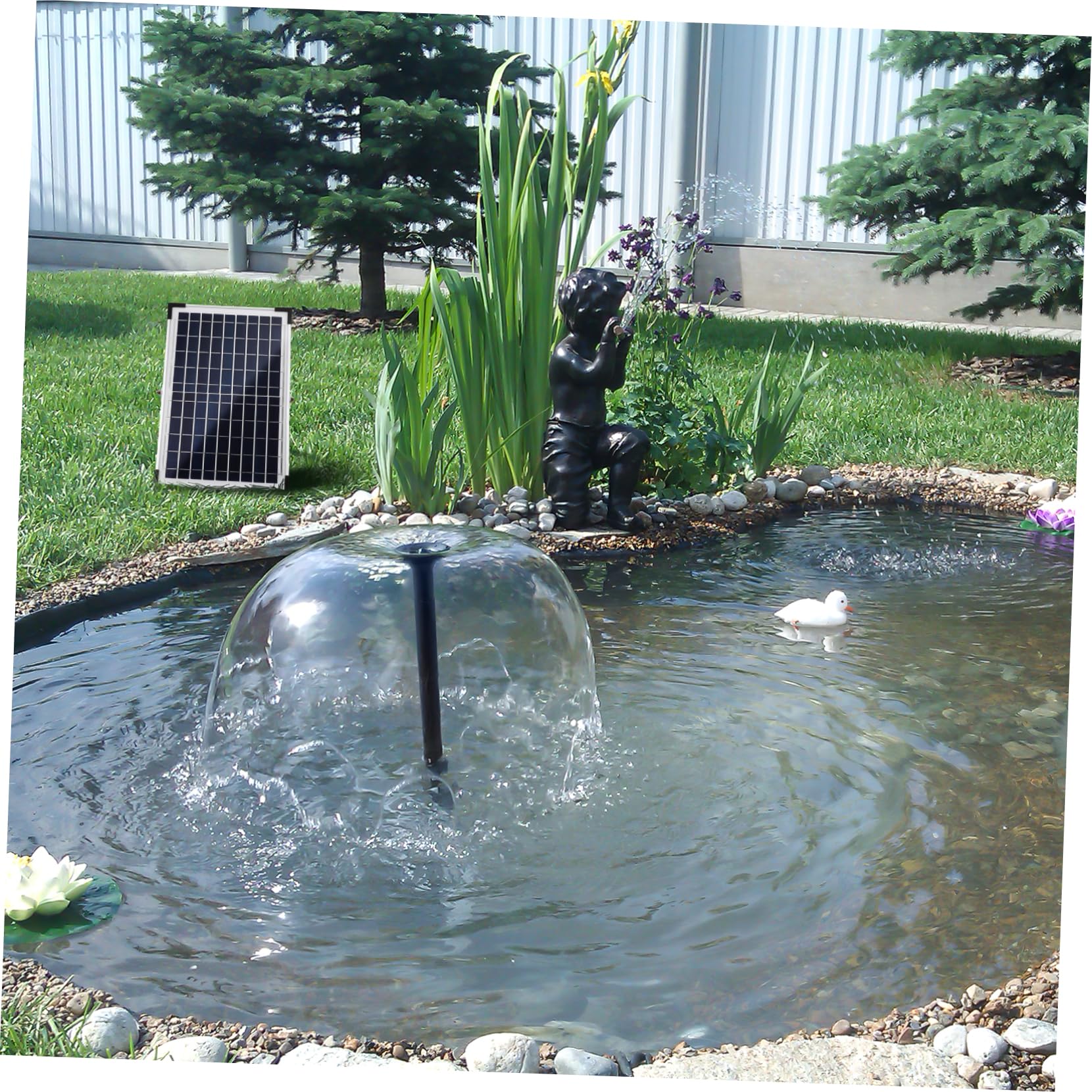 Pompa per Fontana Solare 1350l/h in Pp Nero per Prato e Laghetto | Installazione Semplice, Uso Versatile, Ricarica Comoda, Adatta a Giardino, Piscina e Vasca