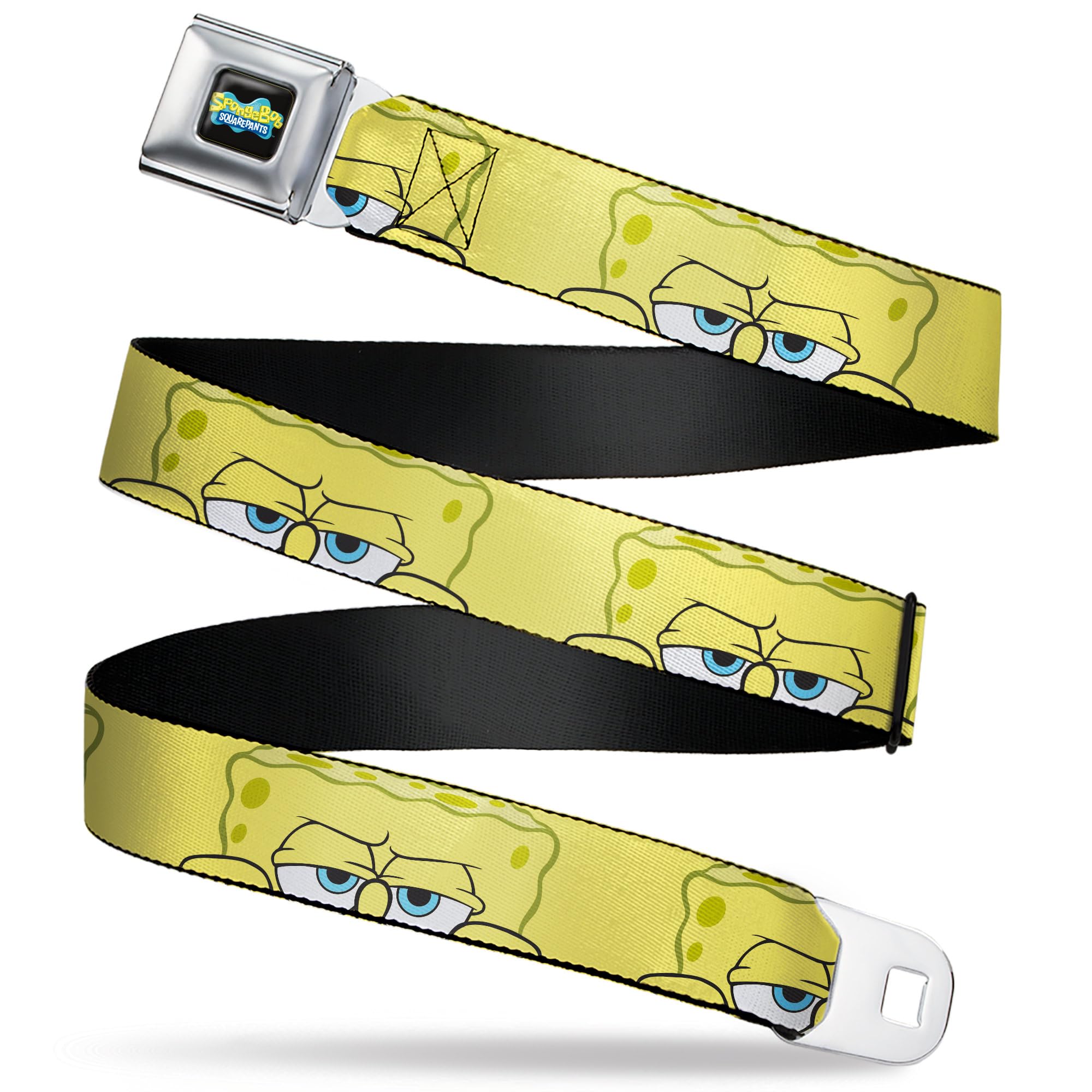SpongeBob SquarePants Belt, Seatbelt Buckle, Spongebob Close Up Face Yellow
