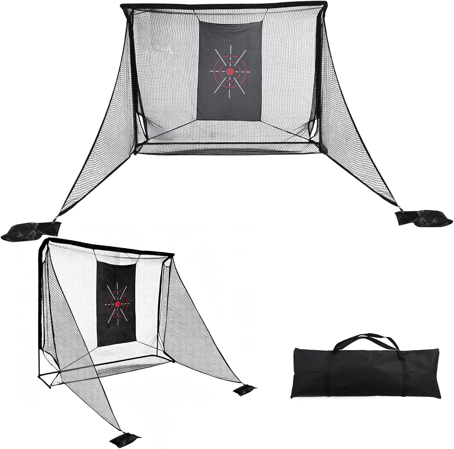 Golf Net 10x7ft Heavy Duty Golf Practice with Side Barriers Target Cloth Carry Bag Hitting Net for Backyard Driving Chipping Indoor Outdoor Training