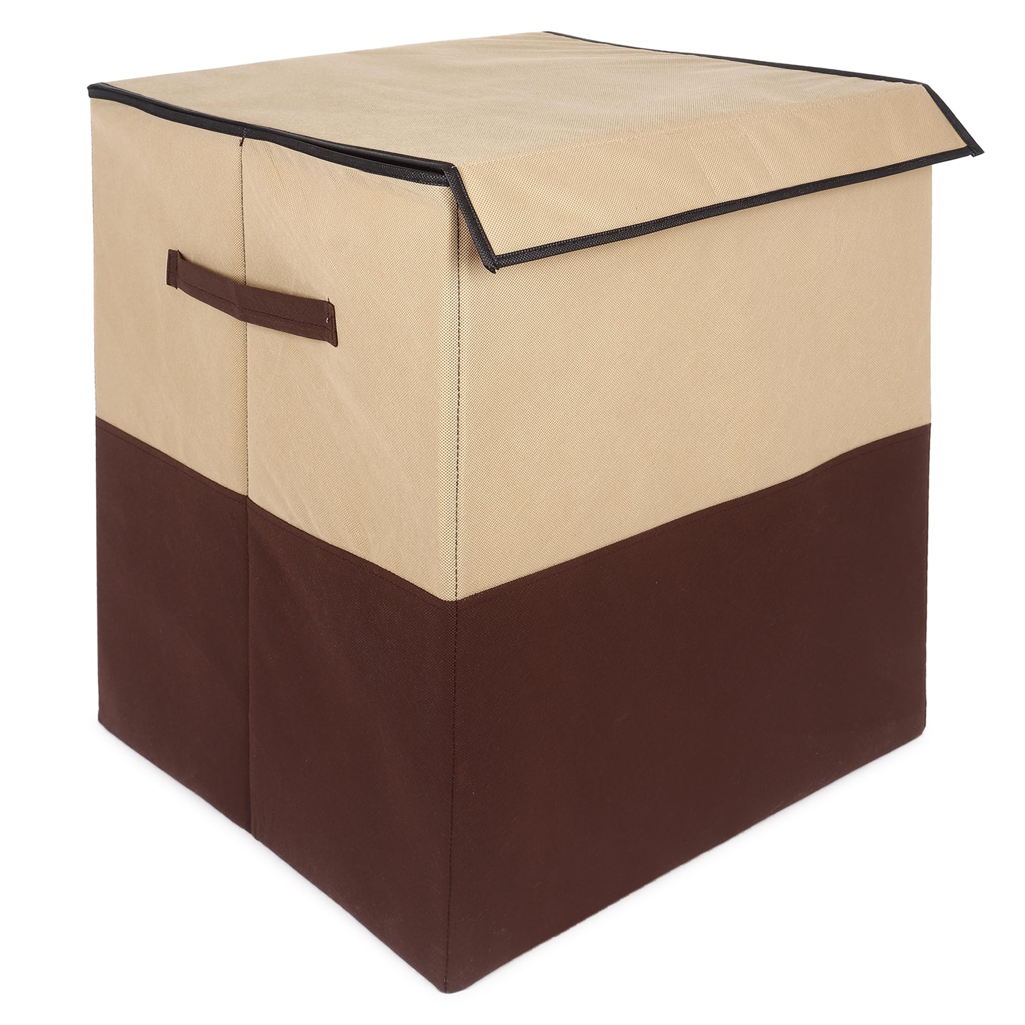 GLUNRectangle Foldable Laundry Bag Capacity of 75 Ltr, Non Woven Fabric Grey and Black Pack of 1 (Beige)