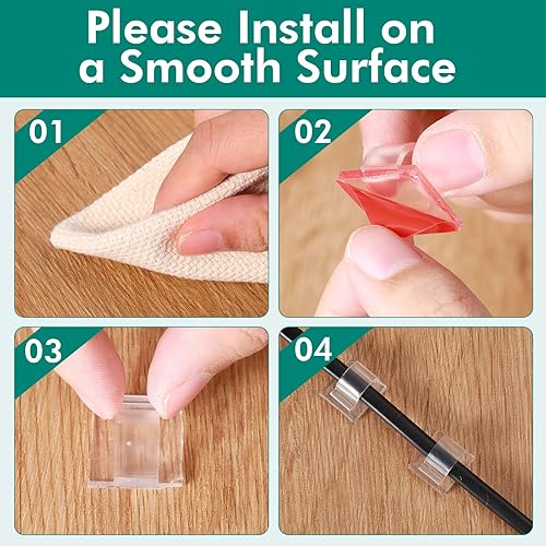 Miniatura 3 de Namalu 60 mini clips para cables, clips de luz de Navidad, ganchos autoadhesivos, clips de cable para escritorio al aire libre (mediano,