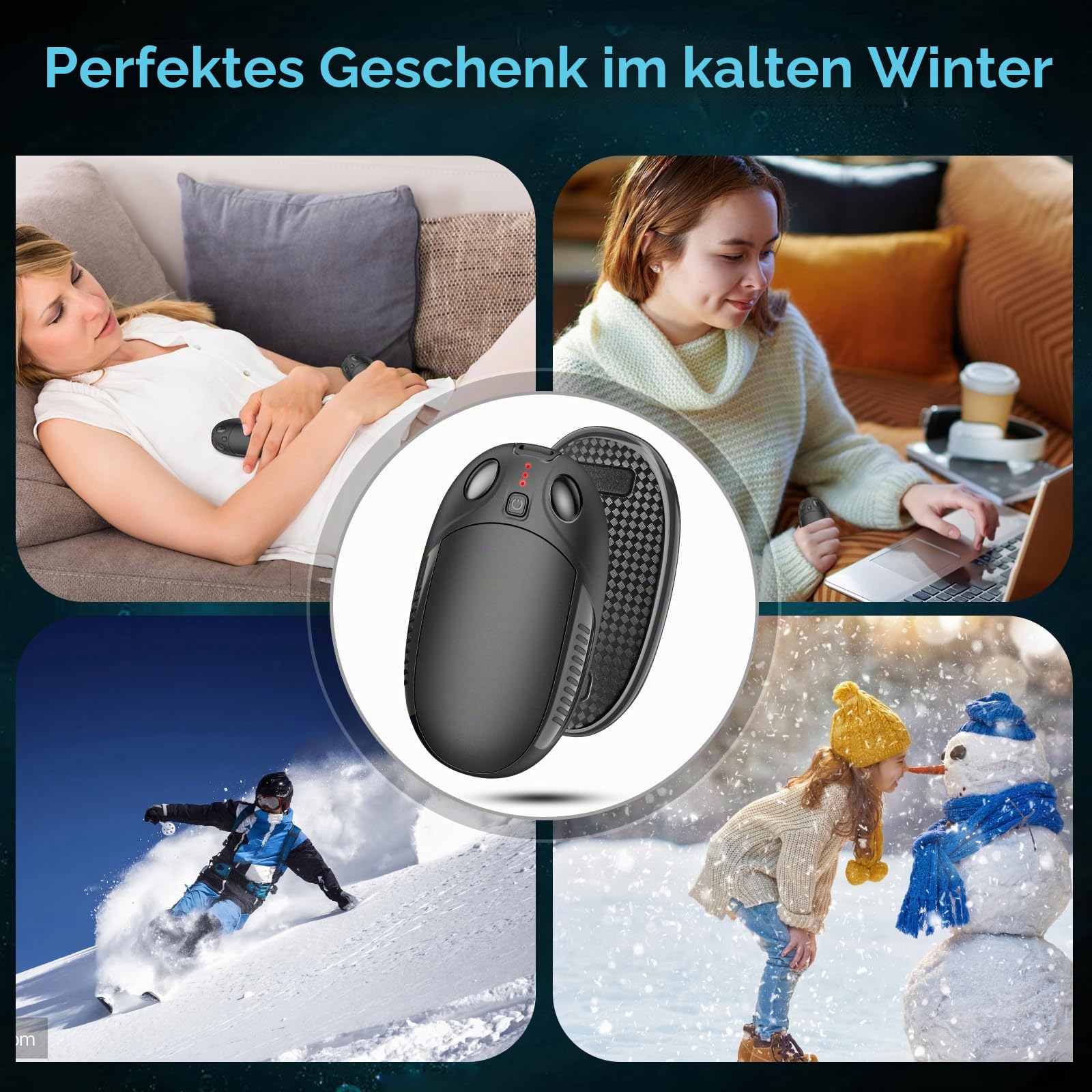 Handwärmer elektrisch,Split 2er-Pack Wiederaufladbar Handwärmer Tragbare Taschenwärmer, 4 Heizmodi Taschenwärmer Elektrisch, Ideal warmes Geschenk für Outdoor Sport, Golf, Camping