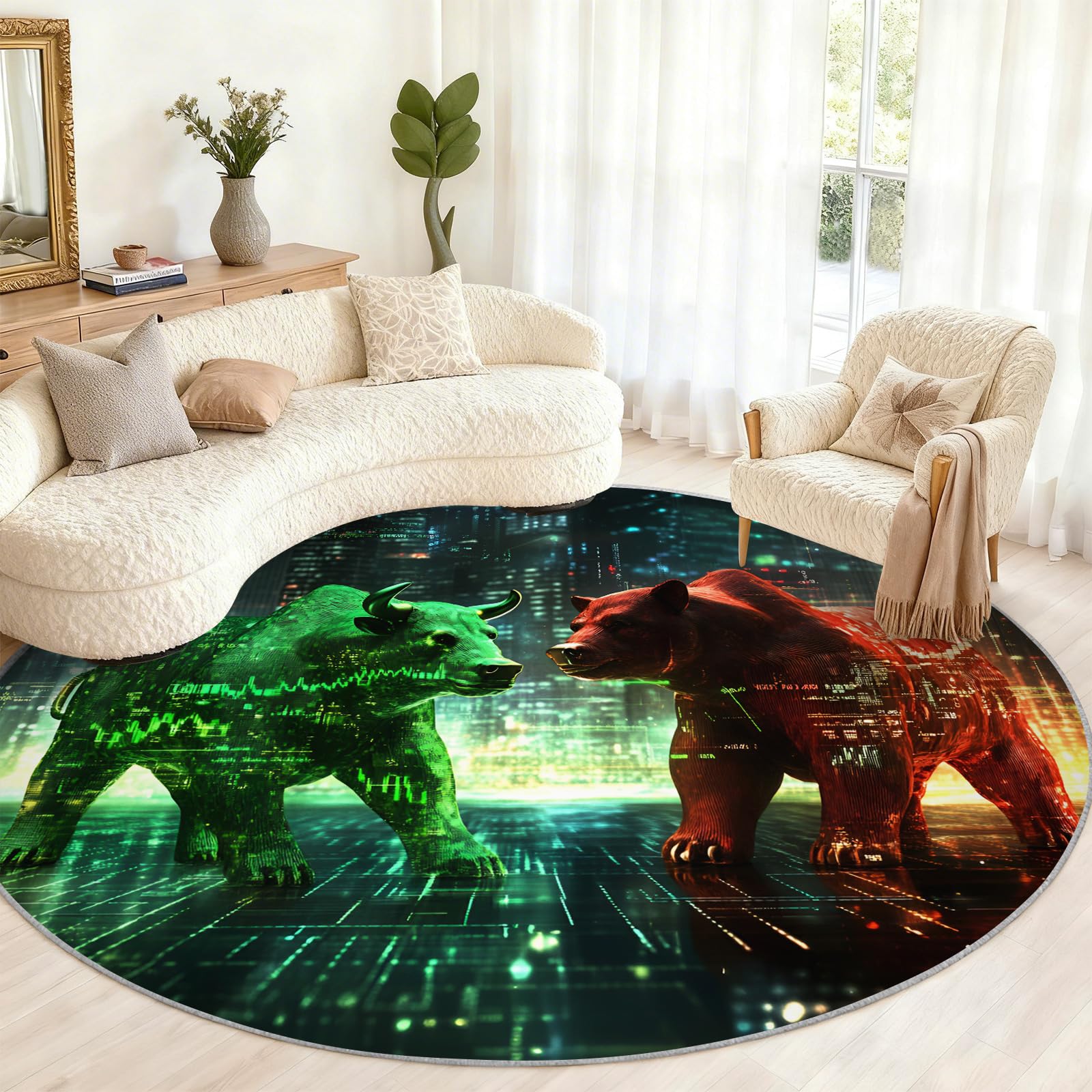 Tapis rond illustration numérique ours pour créer une atmosphère douce en chambre